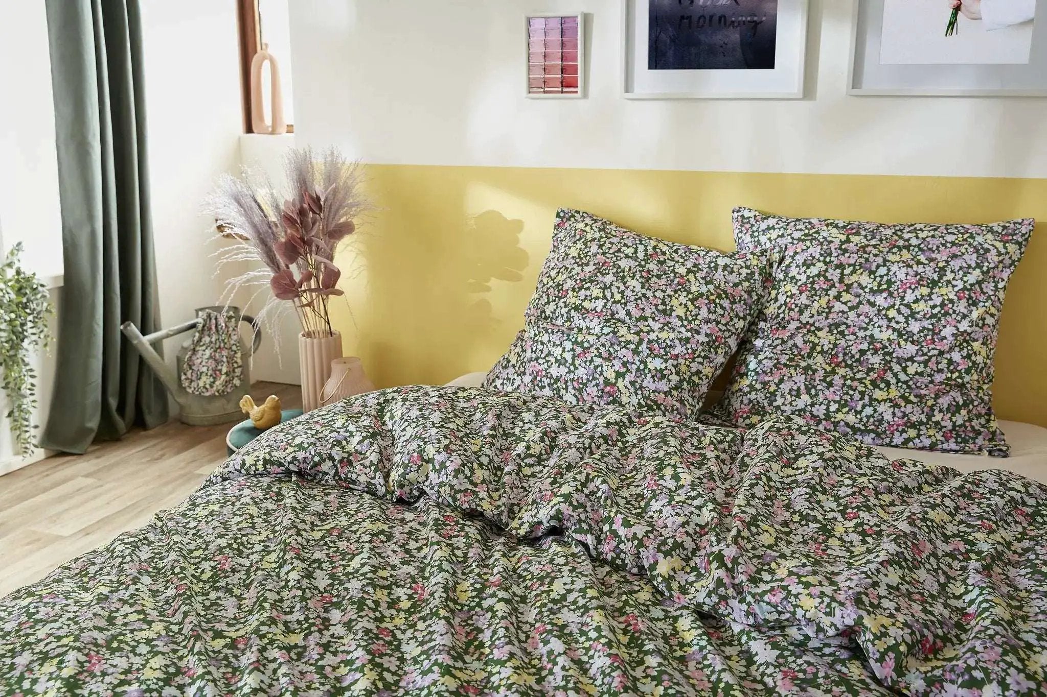 Parure de lit (Housse de couette + Taie d'oreiller) Coton imprimé MYOSOTIS by L'effet papillon