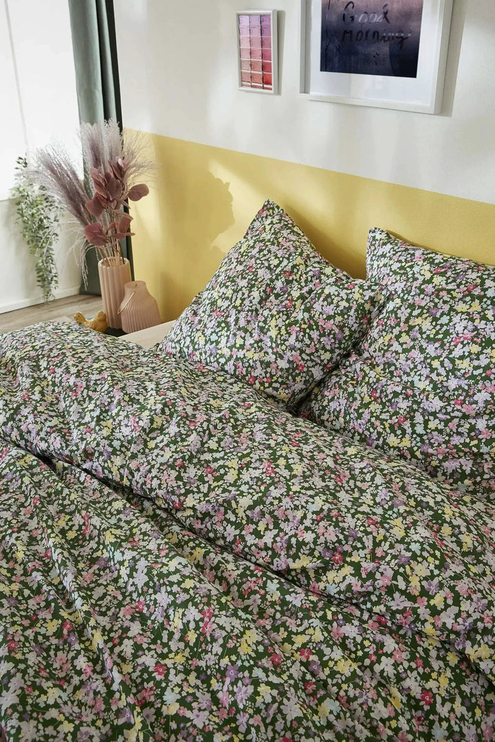 Parure de lit (Housse de couette + Taie d'oreiller) Coton imprimé MYOSOTIS by L'effet papillon
