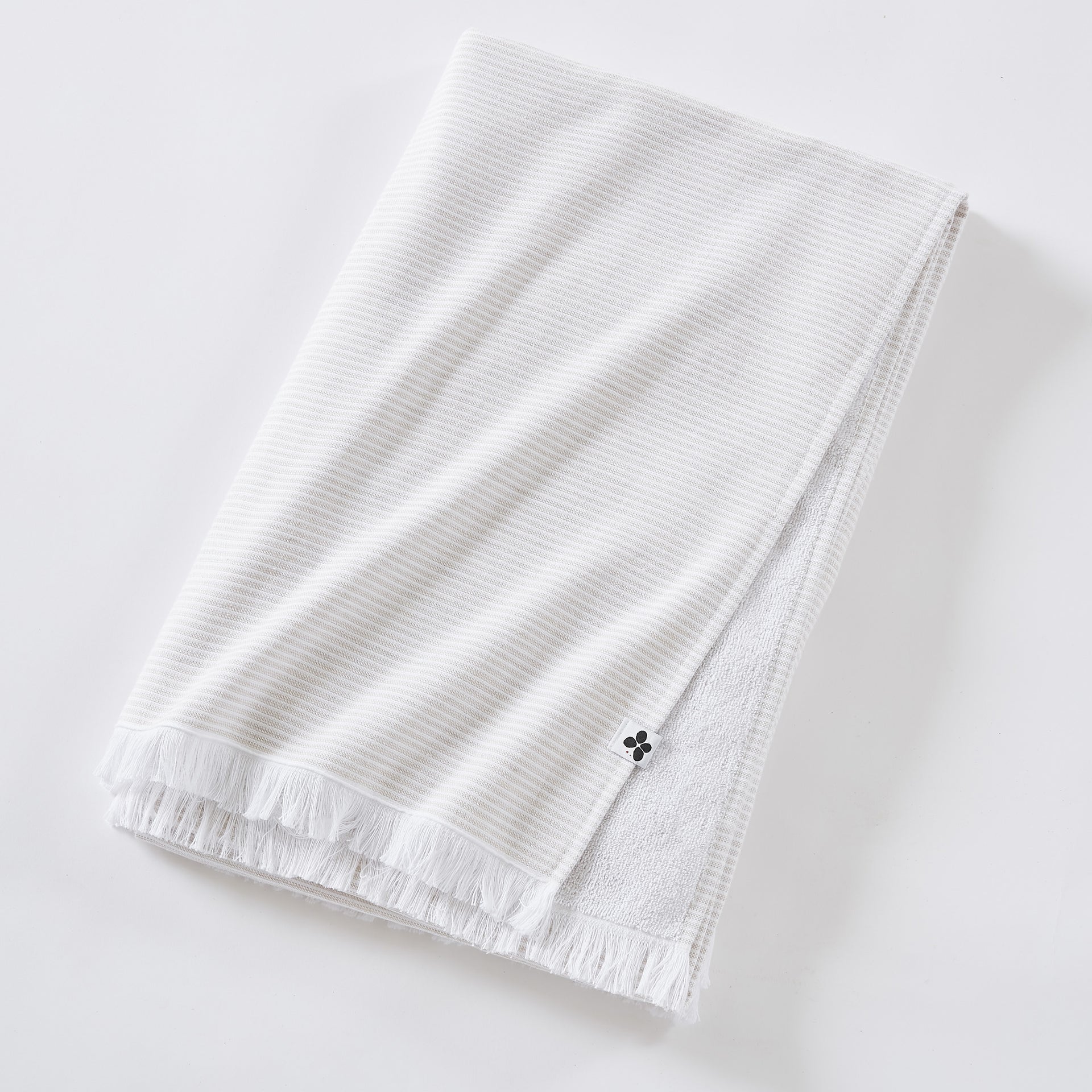 Fouta simple avec franges 95 x 180 cm Coton tissé teint + éponge NAEL Sable