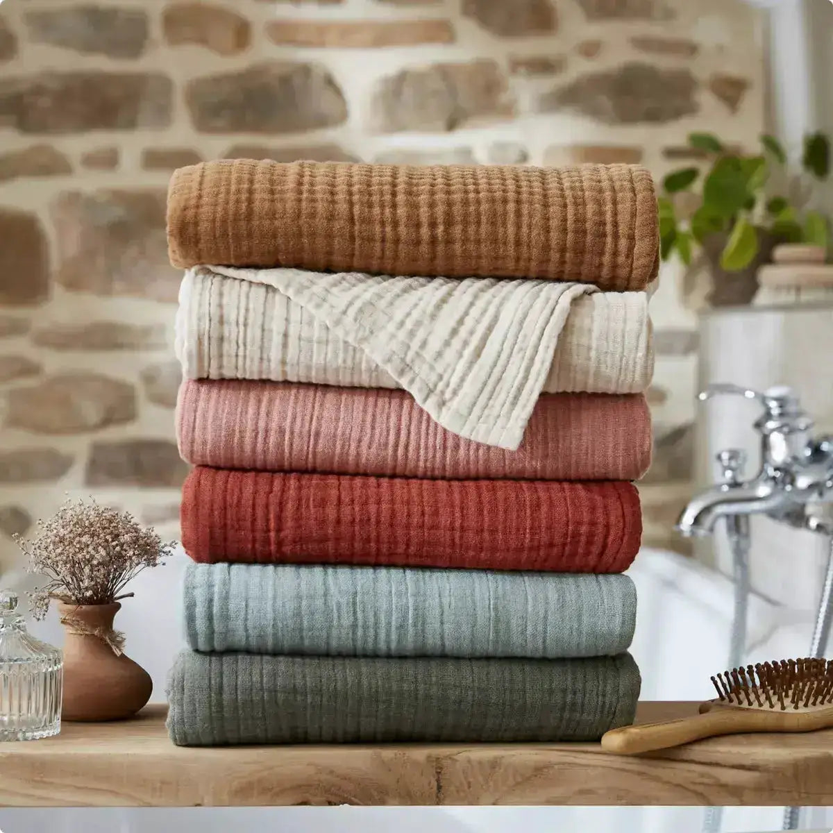Drap de bain 90 x 150 cm Gaze de coton unie GAÏA Pampa by L'effet papillon