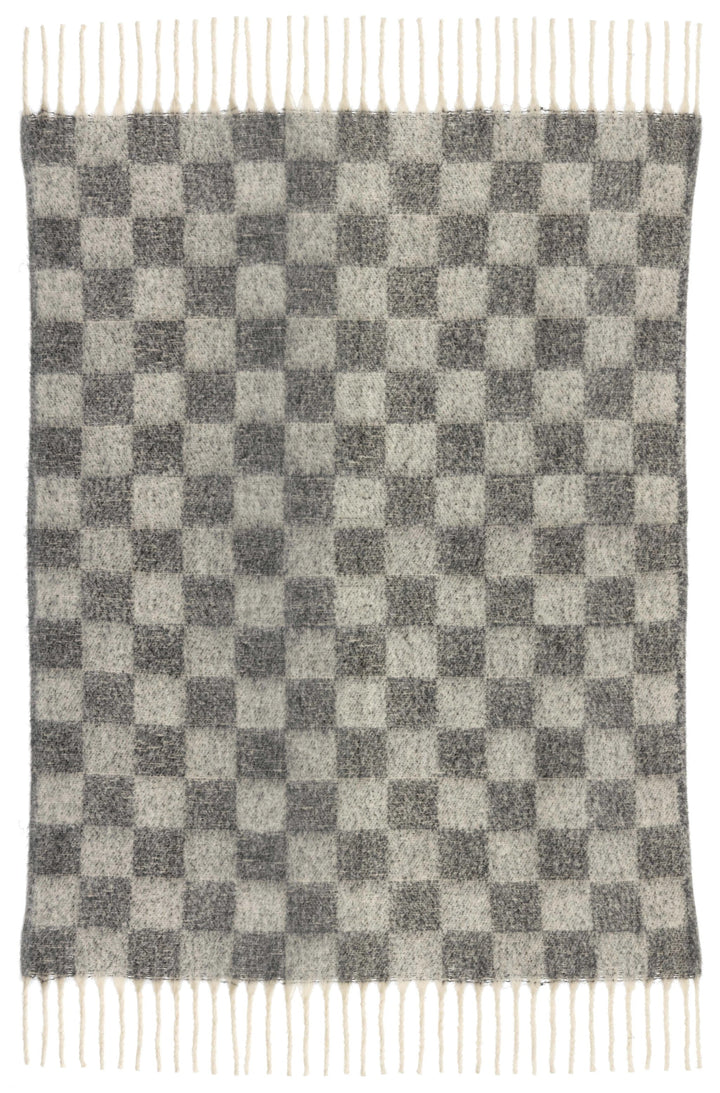 Plaid recyclé Isabel damier Ardoise 130 x 160 by Vivaraise