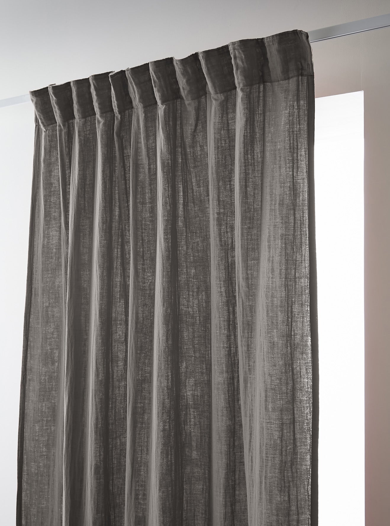 Rideau galon fronceur 140 x 240 cm Gaze de coton unie GAIA Granit