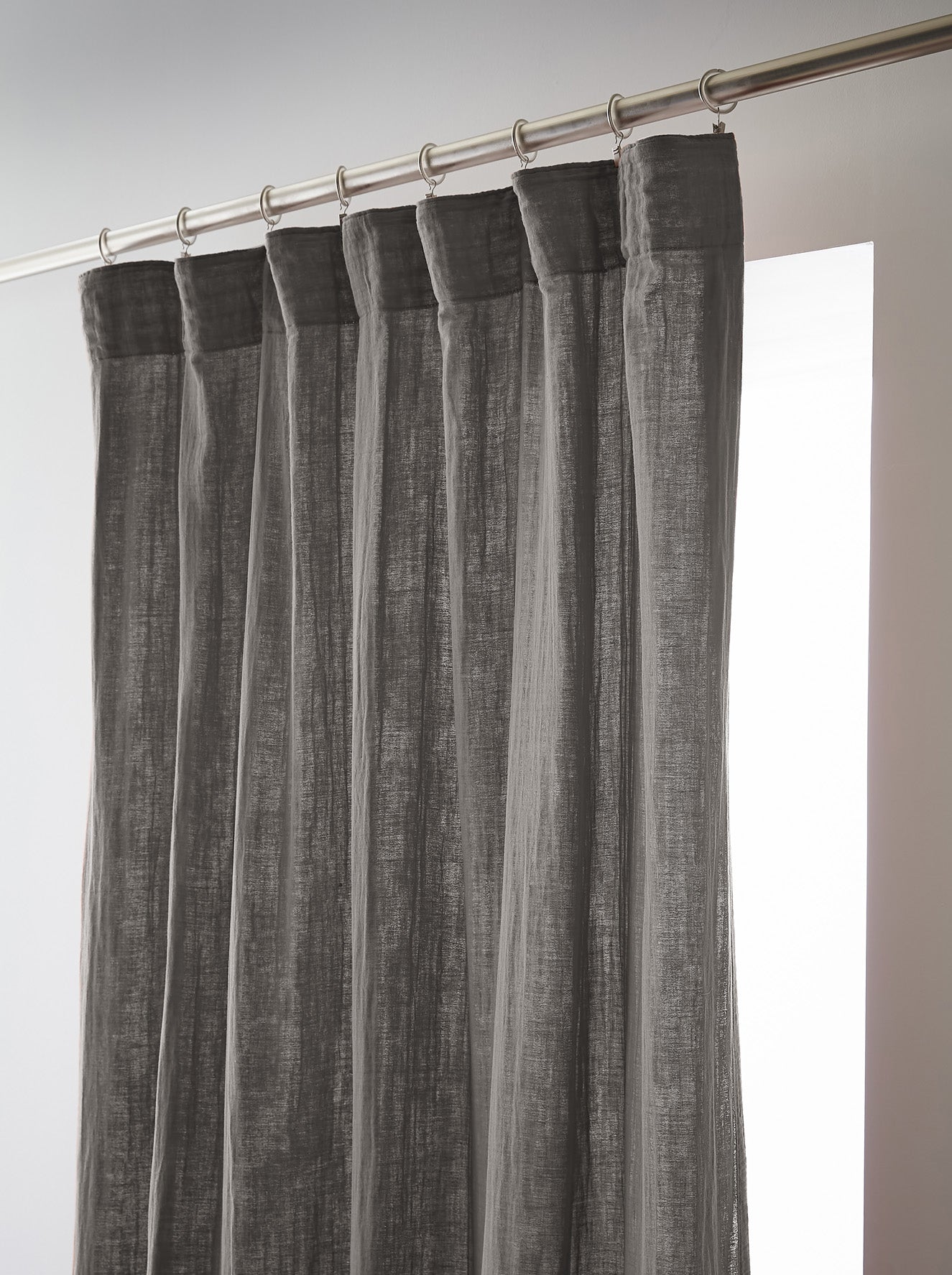 Rideau galon fronceur 140 x 240 cm Gaze de coton unie GAIA Granit