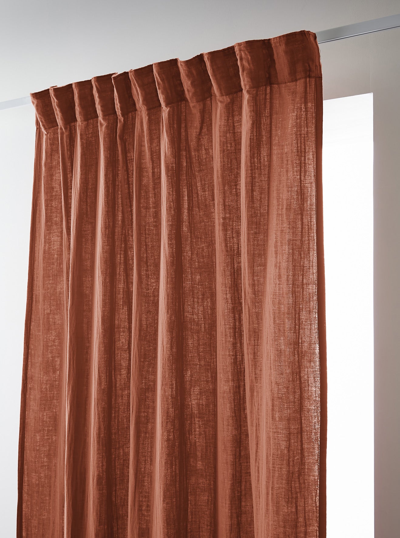 Rideau galon fronceur 140 x 240 cm Gaze de coton unie GAIA Terracotta