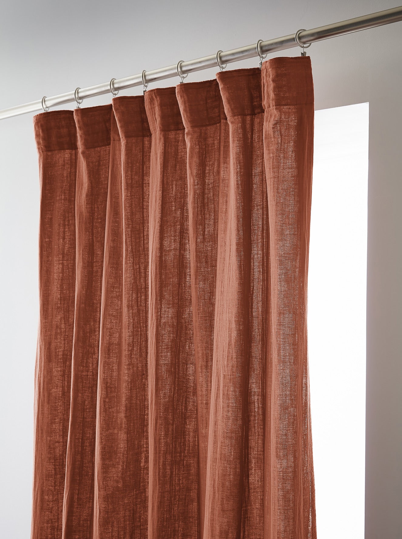 Rideau galon fronceur 140 x 240 cm Gaze de coton unie GAIA Terracotta