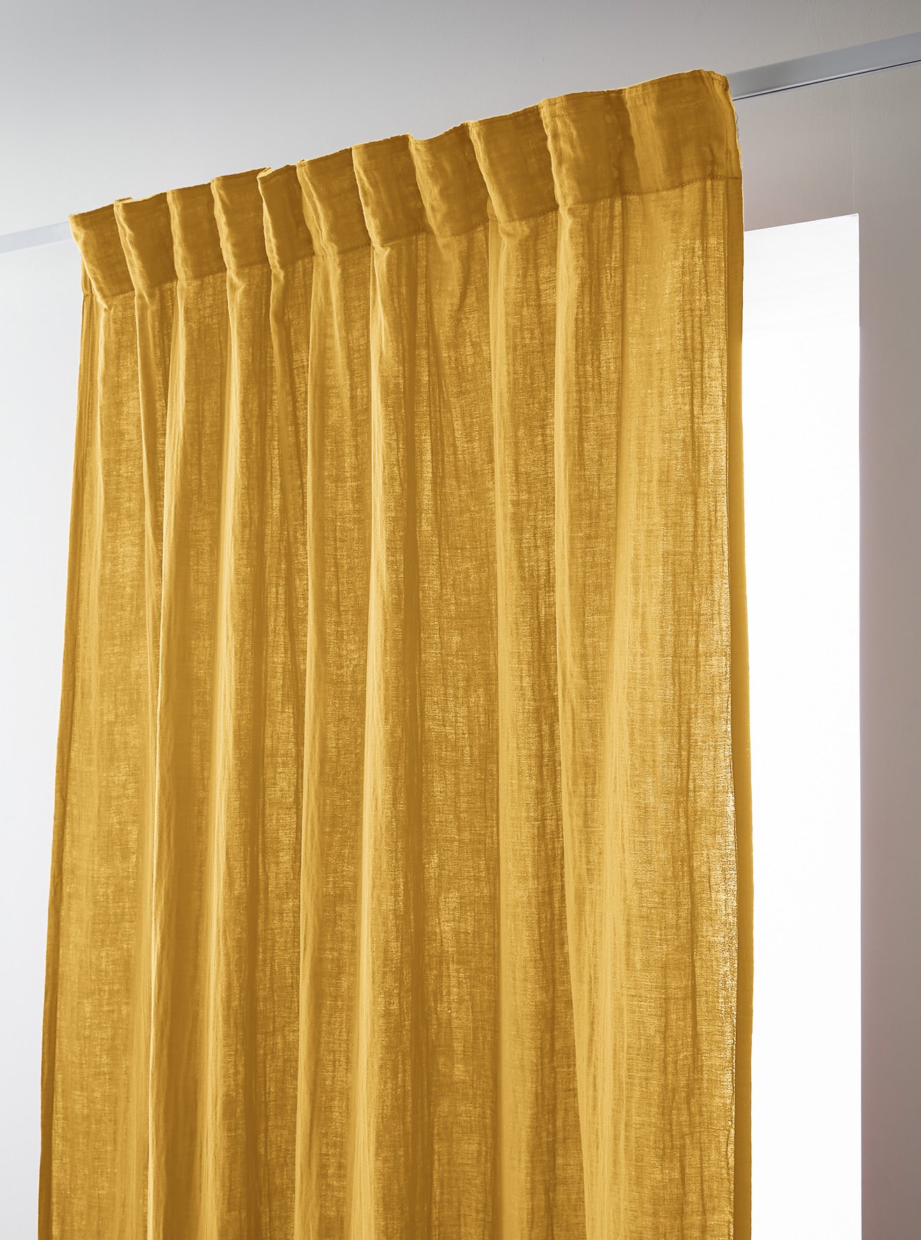 Rideau galon fronceur 140 x 240 cm Gaze de coton unie GAIA Safran