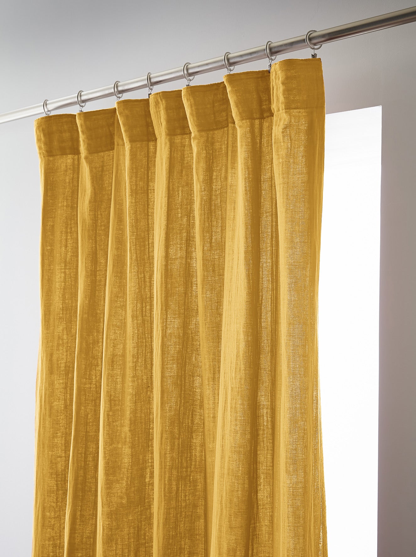 Rideau galon fronceur 140 x 240 cm Gaze de coton unie GAIA Safran