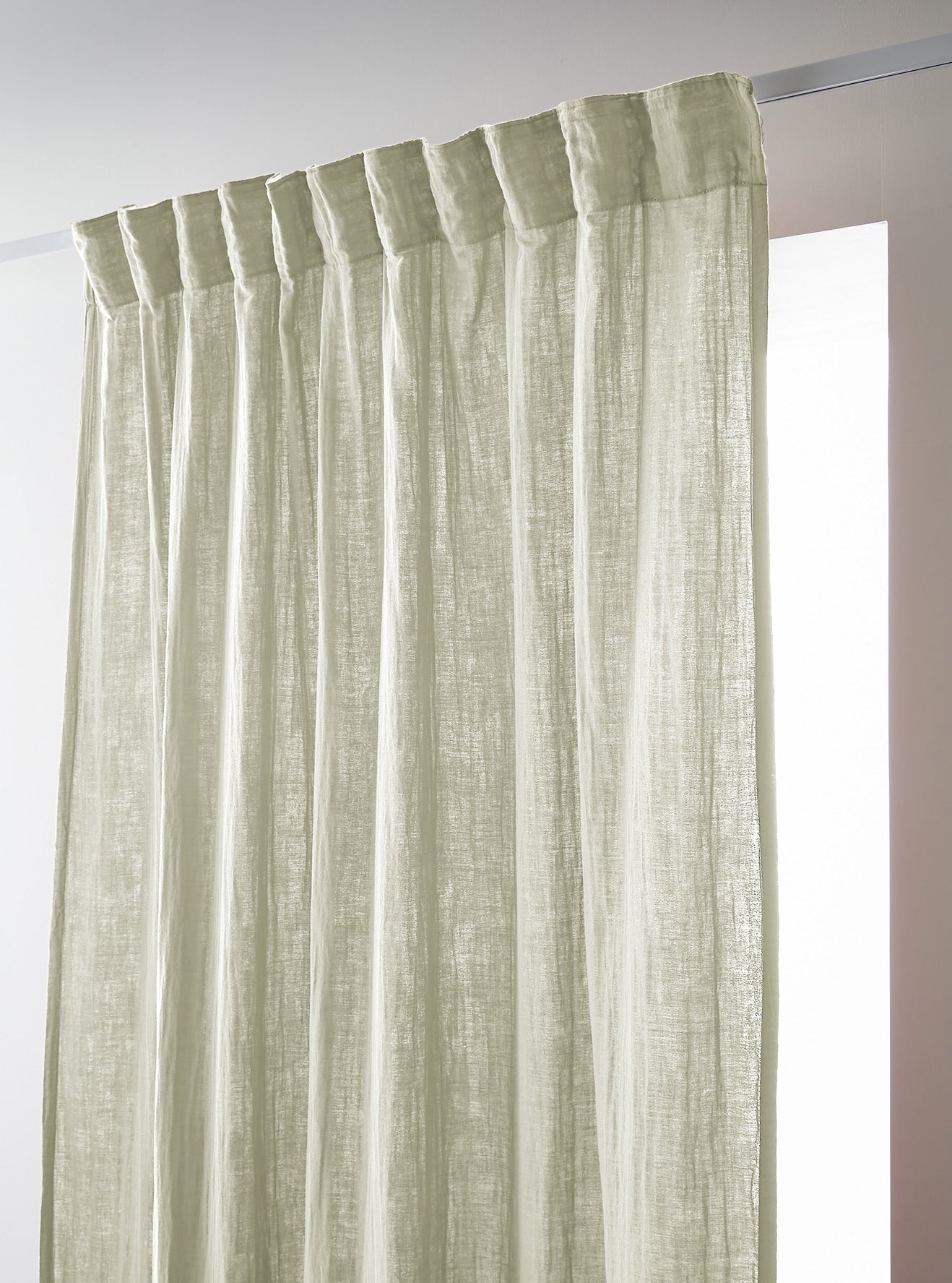 Rideau galon fronceur 140 x 240 cm Gaze de coton unie GAIA Vert d'eau