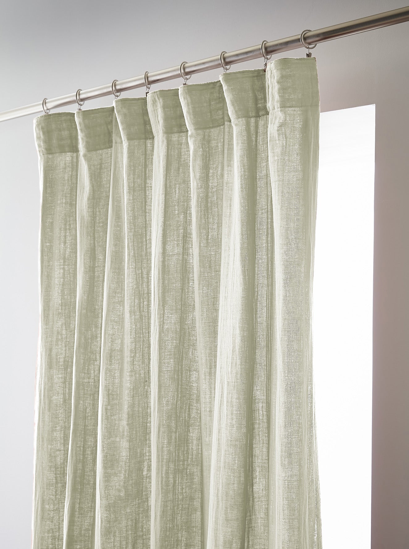 Rideau galon fronceur 140 x 240 cm Gaze de coton unie GAIA Vert d'eau
