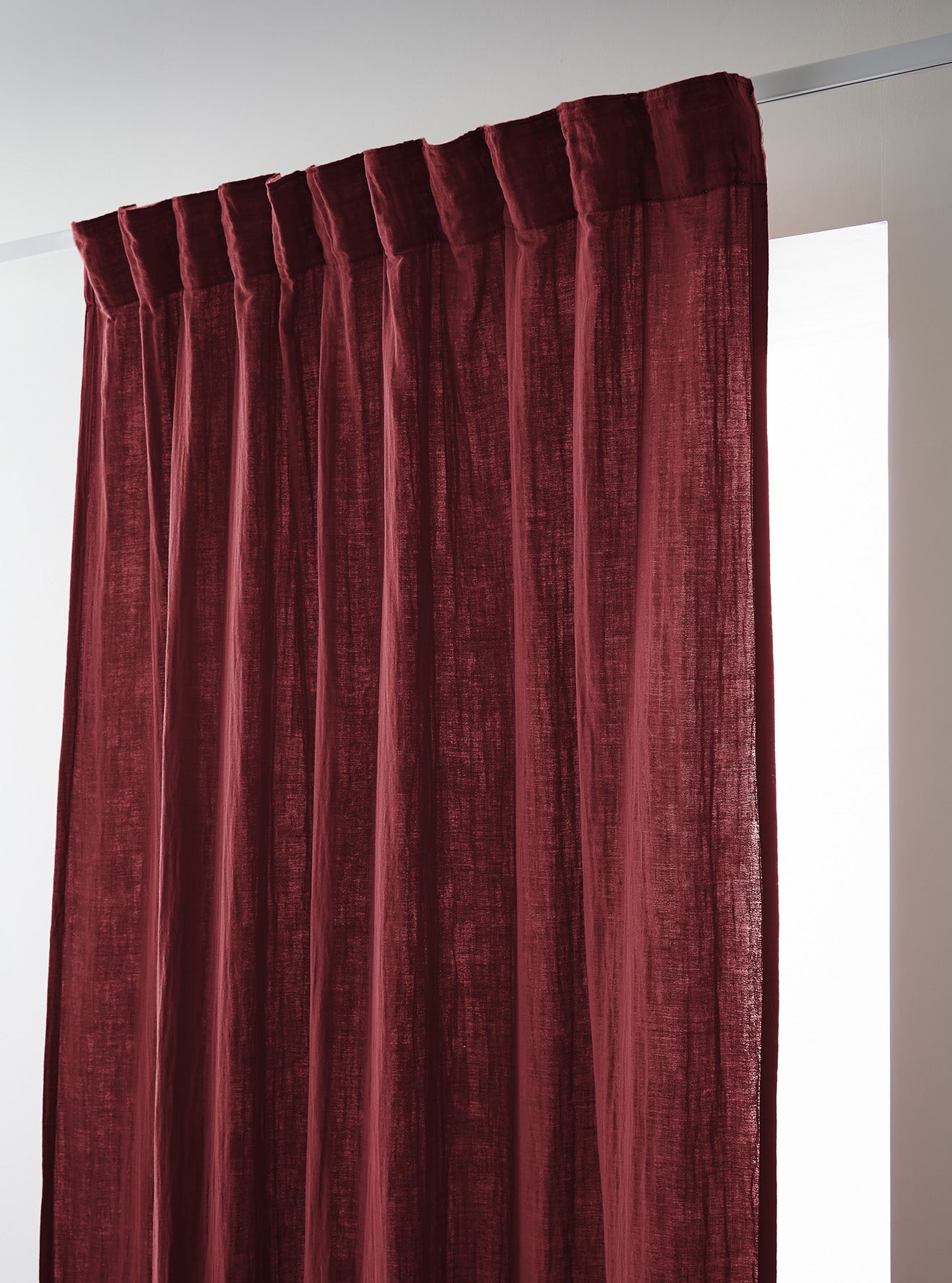 Rideau galon fronceur 140 x 240 cm Gaze de coton unie GAIA Lie de vin