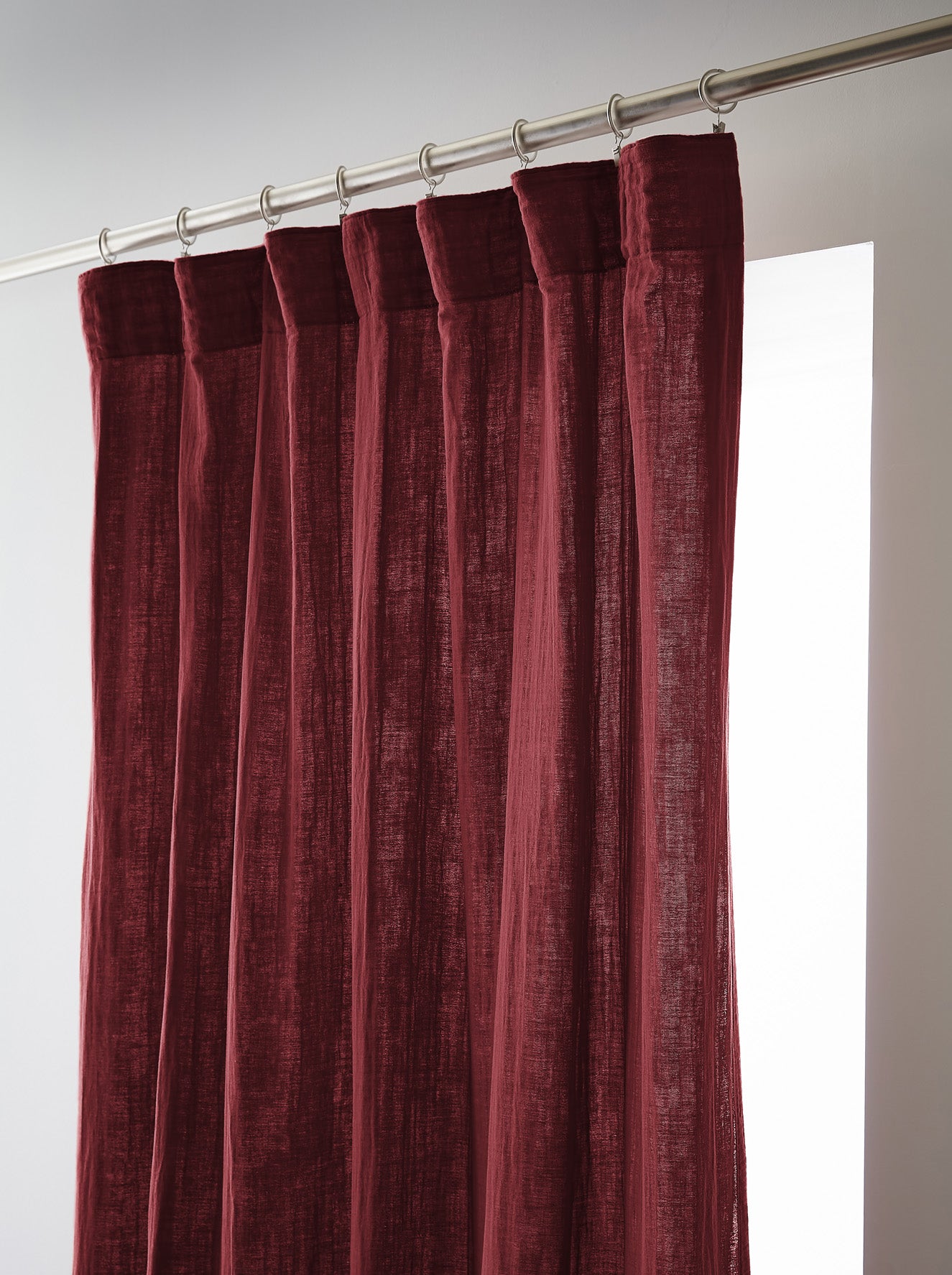 Rideau galon fronceur 140 x 240 cm Gaze de coton unie GAIA Lie de vin