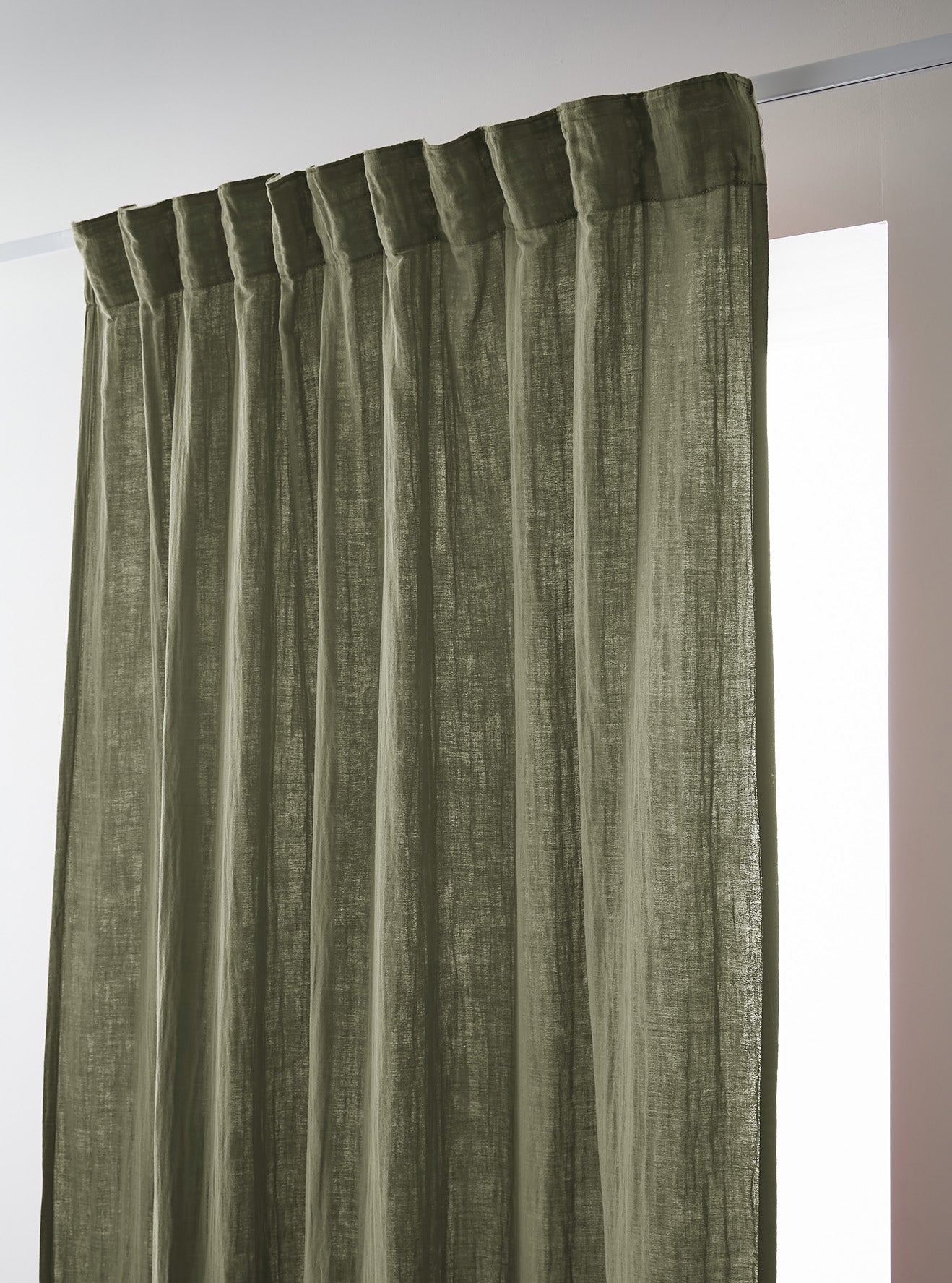 Rideau galon fronceur 140 x 240 cm Gaze de coton unie GAIA Romarin