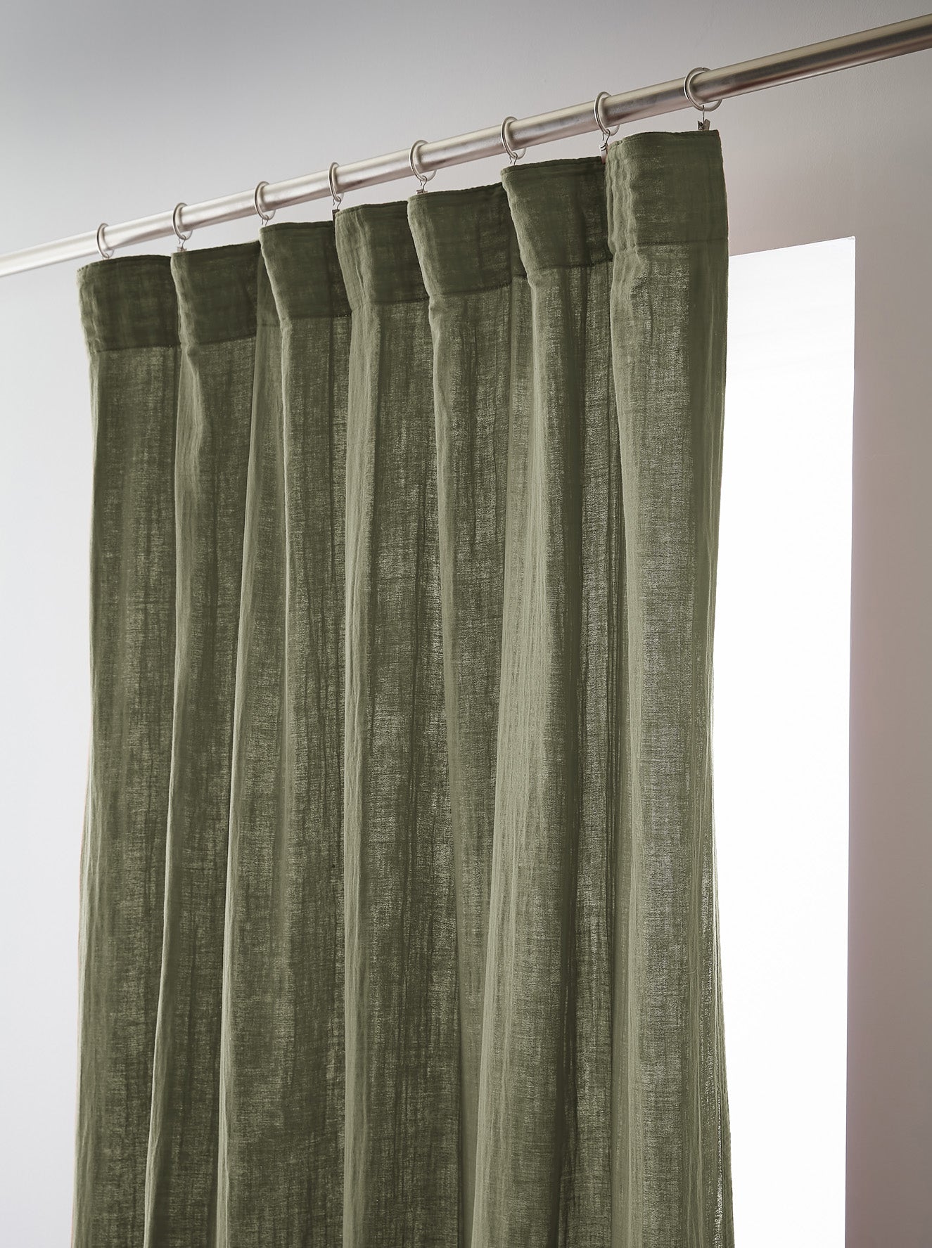 Rideau galon fronceur 140 x 240 cm Gaze de coton unie GAIA Romarin