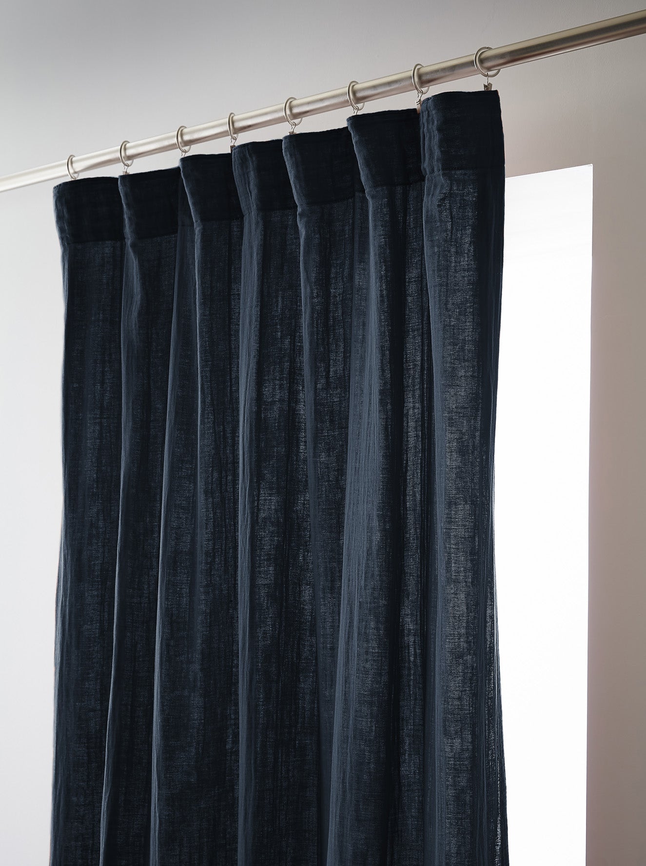 Rideau galon fronceur 140 x 240 cm Gaze de coton unie GAIA Minuit