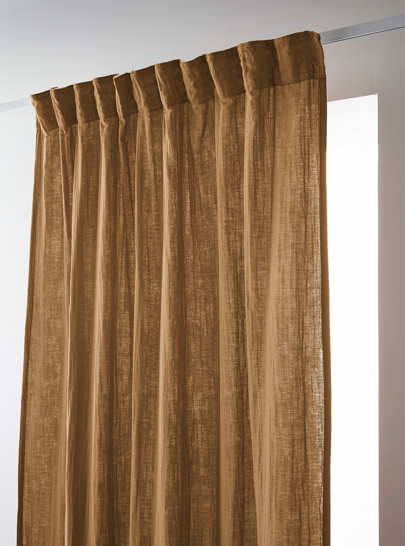 Rideau galon fronceur 140 x 240 cm Gaze de coton unie GAIA Camel