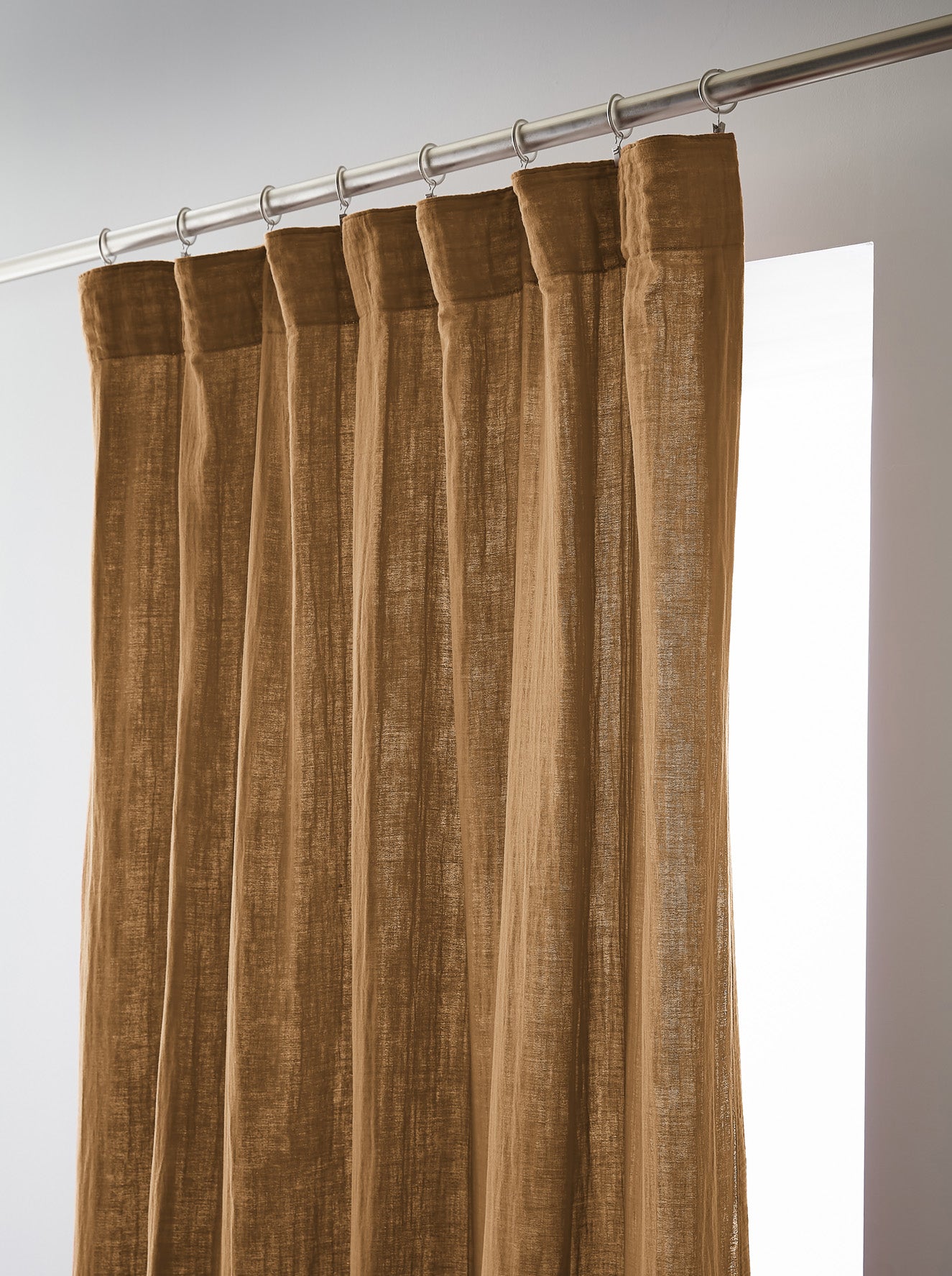 Rideau galon fronceur 140 x 240 cm Gaze de coton unie GAIA Camel