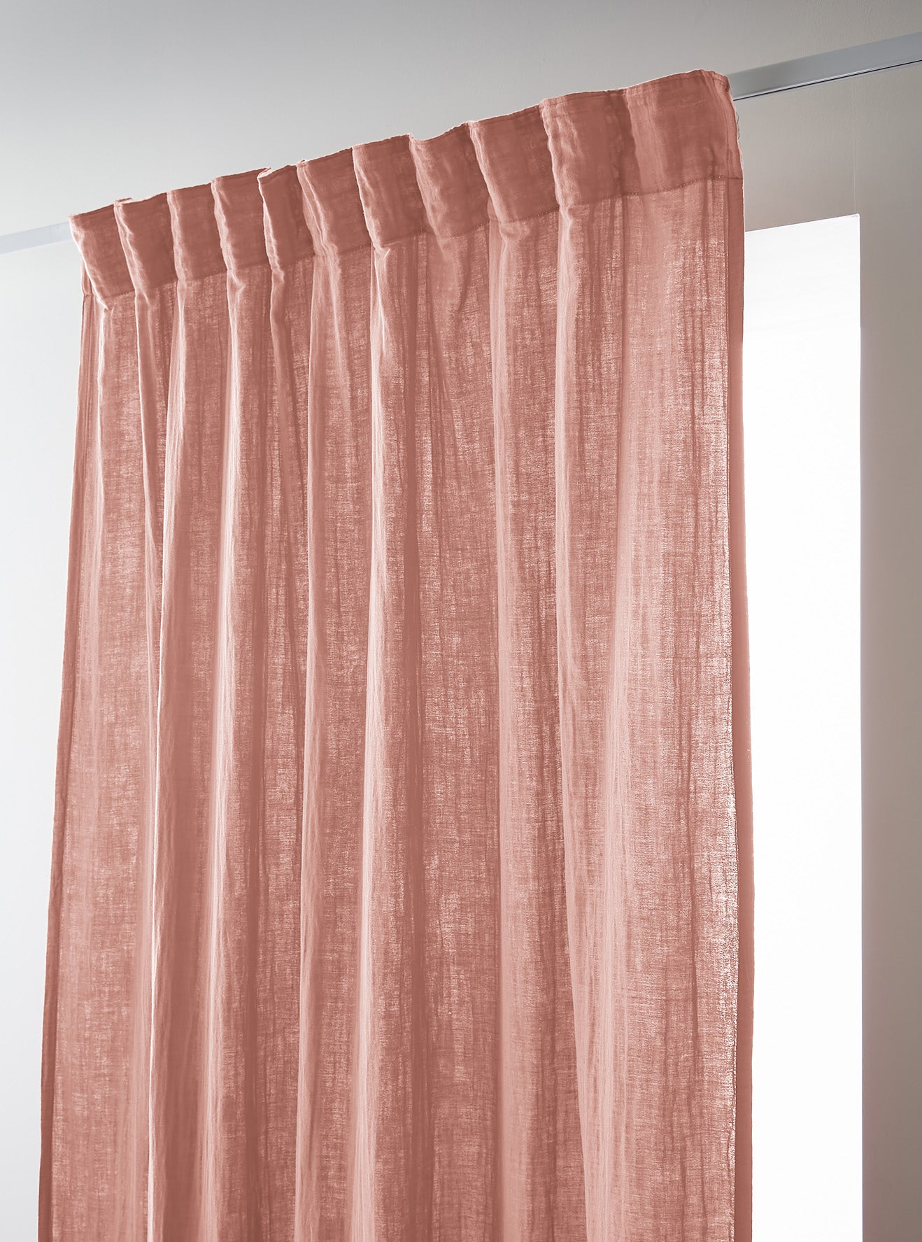 Rideau galon fronceur 140 x 240 cm Gaze de coton unie GAIA Rose pêche