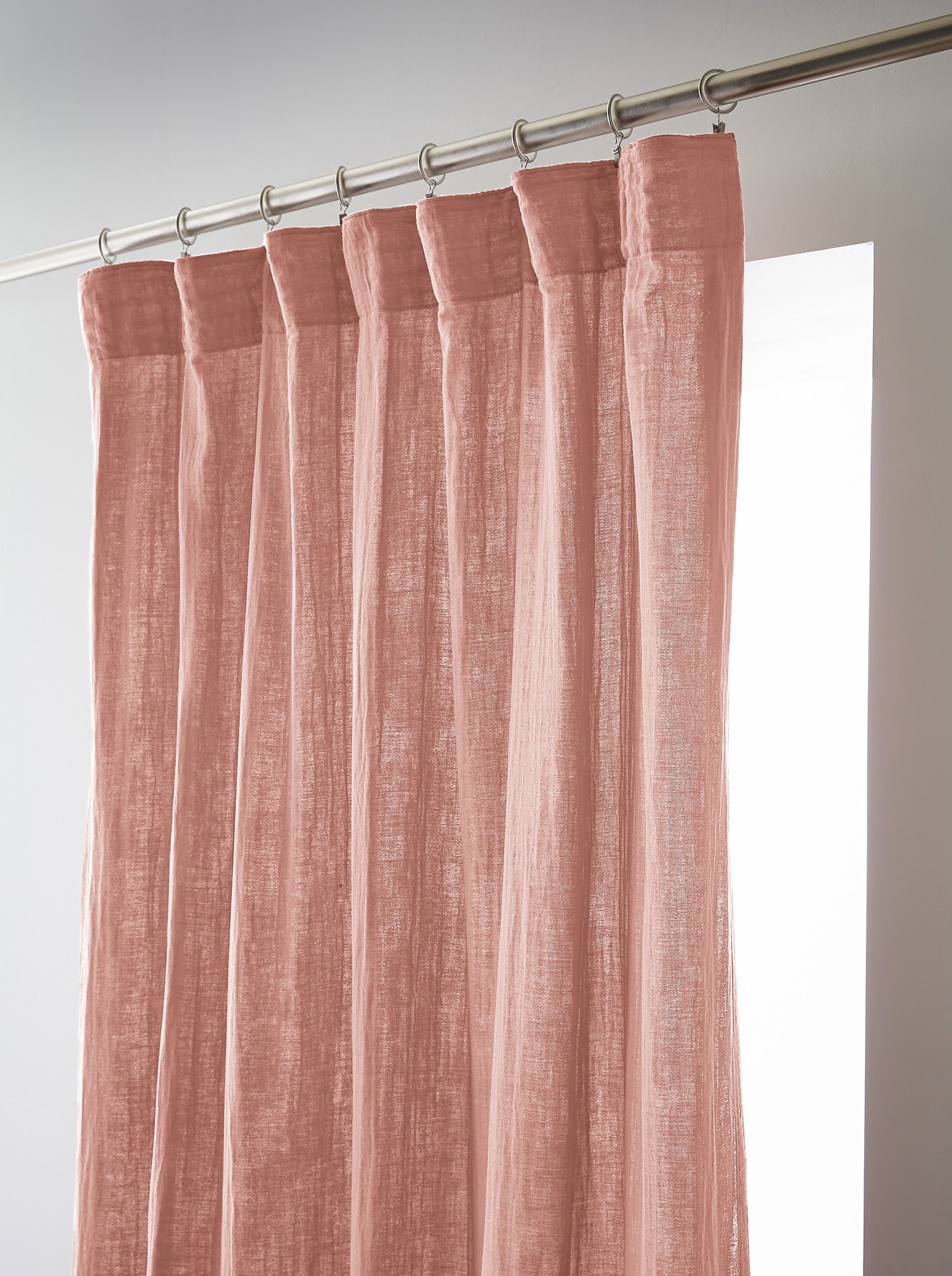 Rideau galon fronceur 140 x 240 cm Gaze de coton unie GAIA Rose pêche