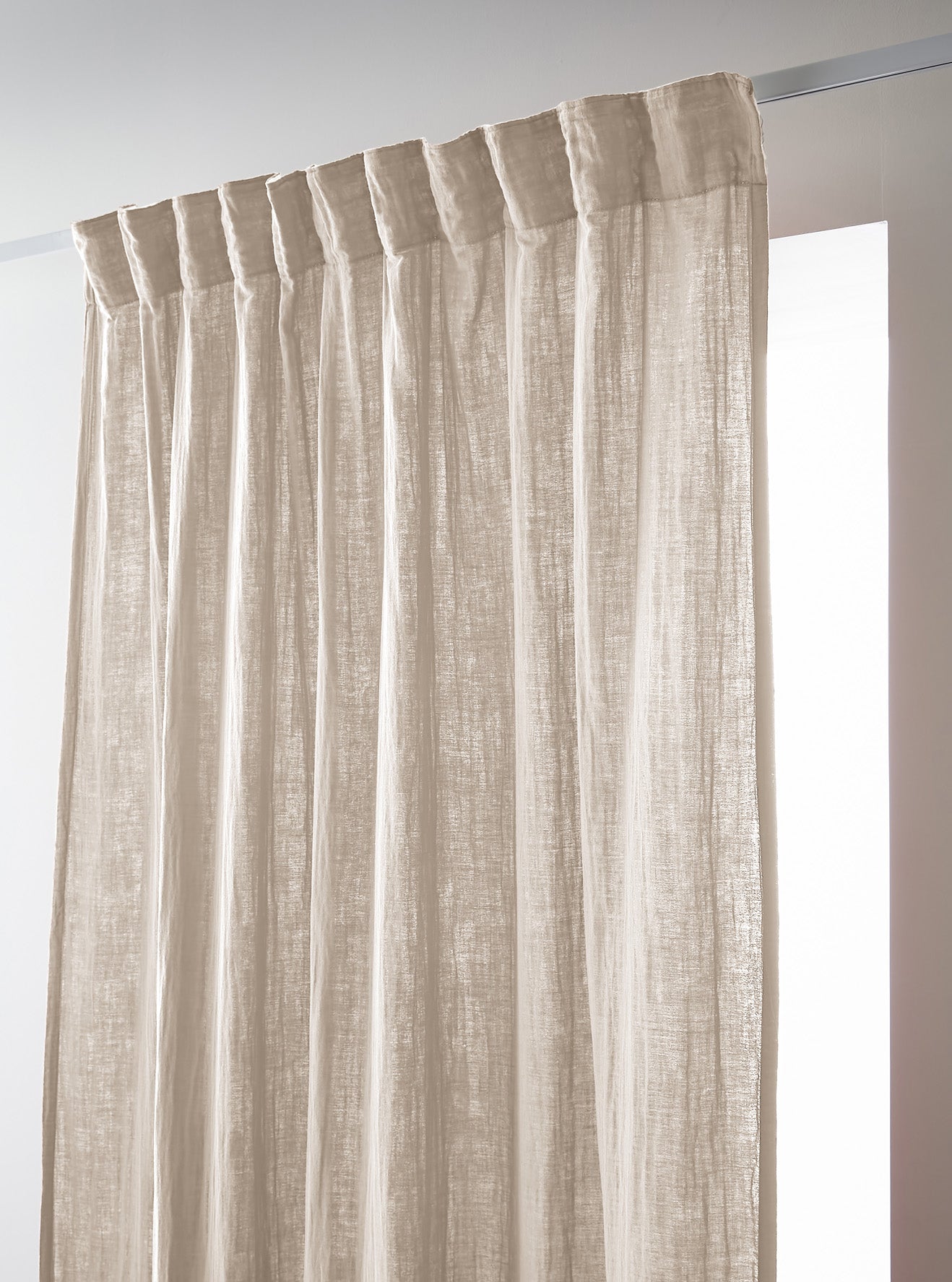 Rideau galon fronceur 140 x 240 cm Gaze de coton unie GAIA Pampa