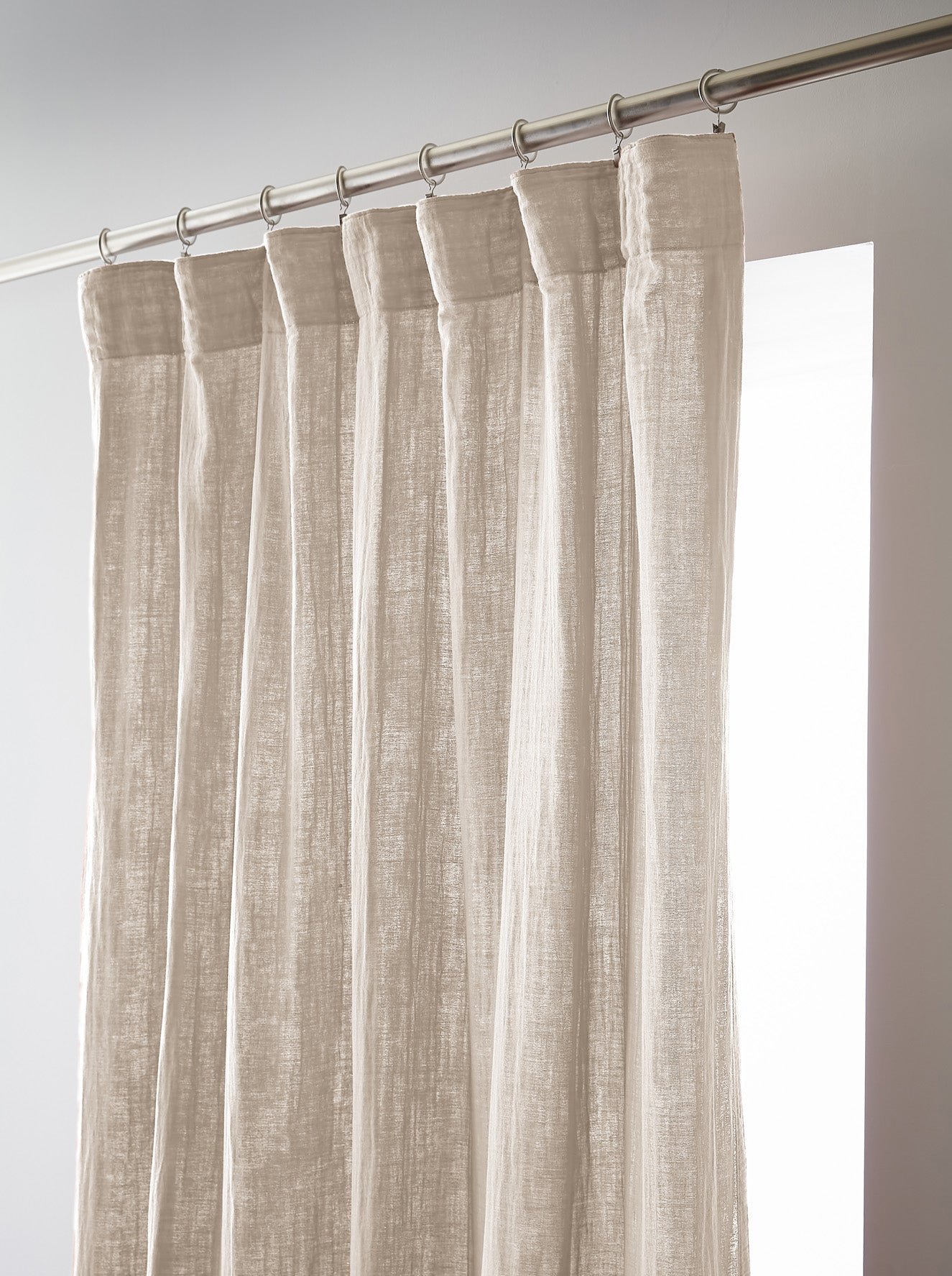 Rideau galon fronceur 140 x 240 cm Gaze de coton unie GAIA Pampa