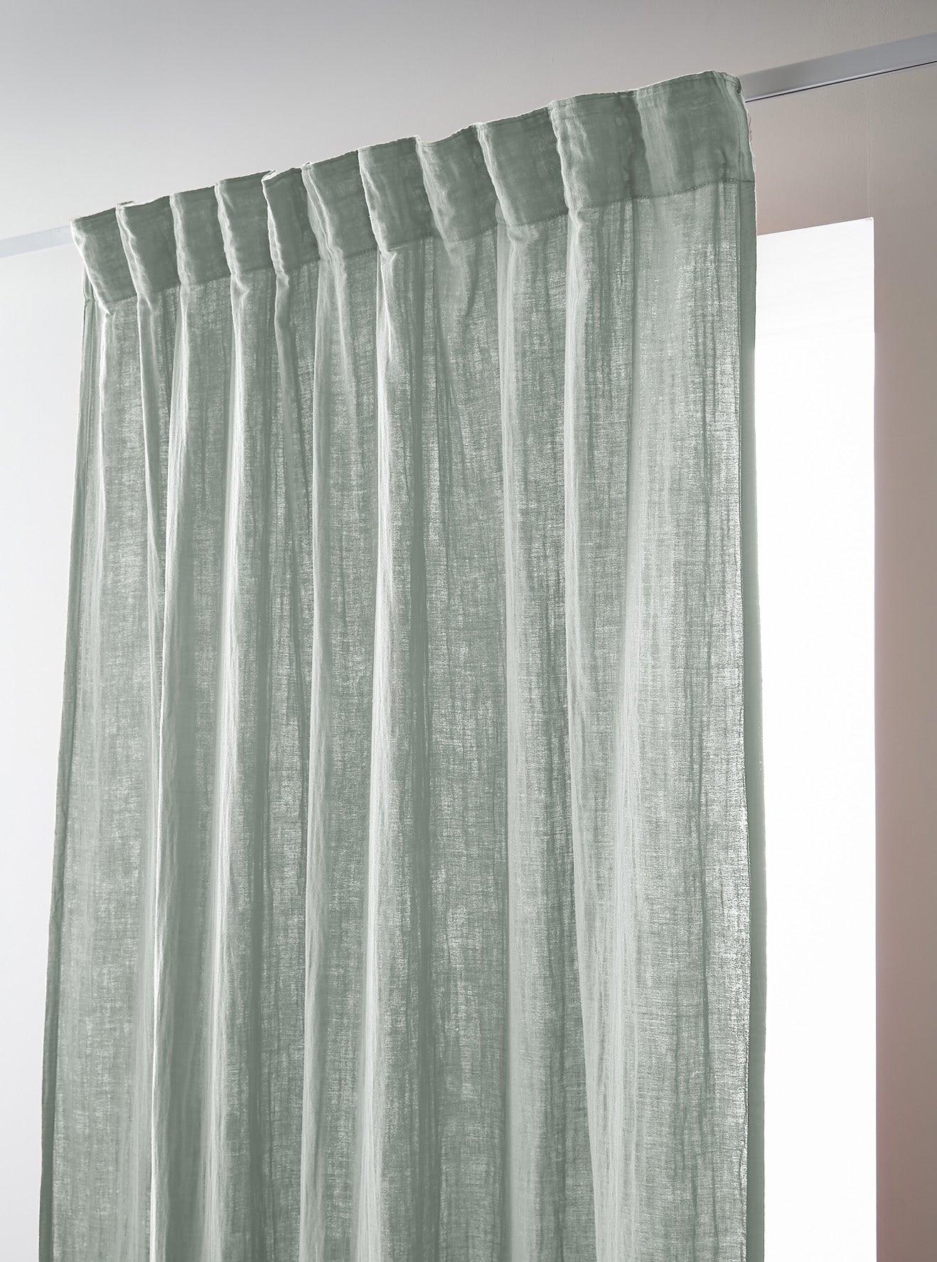 Rideau galon fronceur 140 x 240 cm Gaze de coton unie GAIA Eucalyptus
