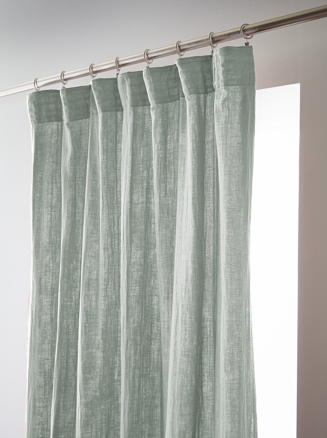 Rideau galon fronceur 140 x 240 cm Gaze de coton unie GAIA Eucalyptus