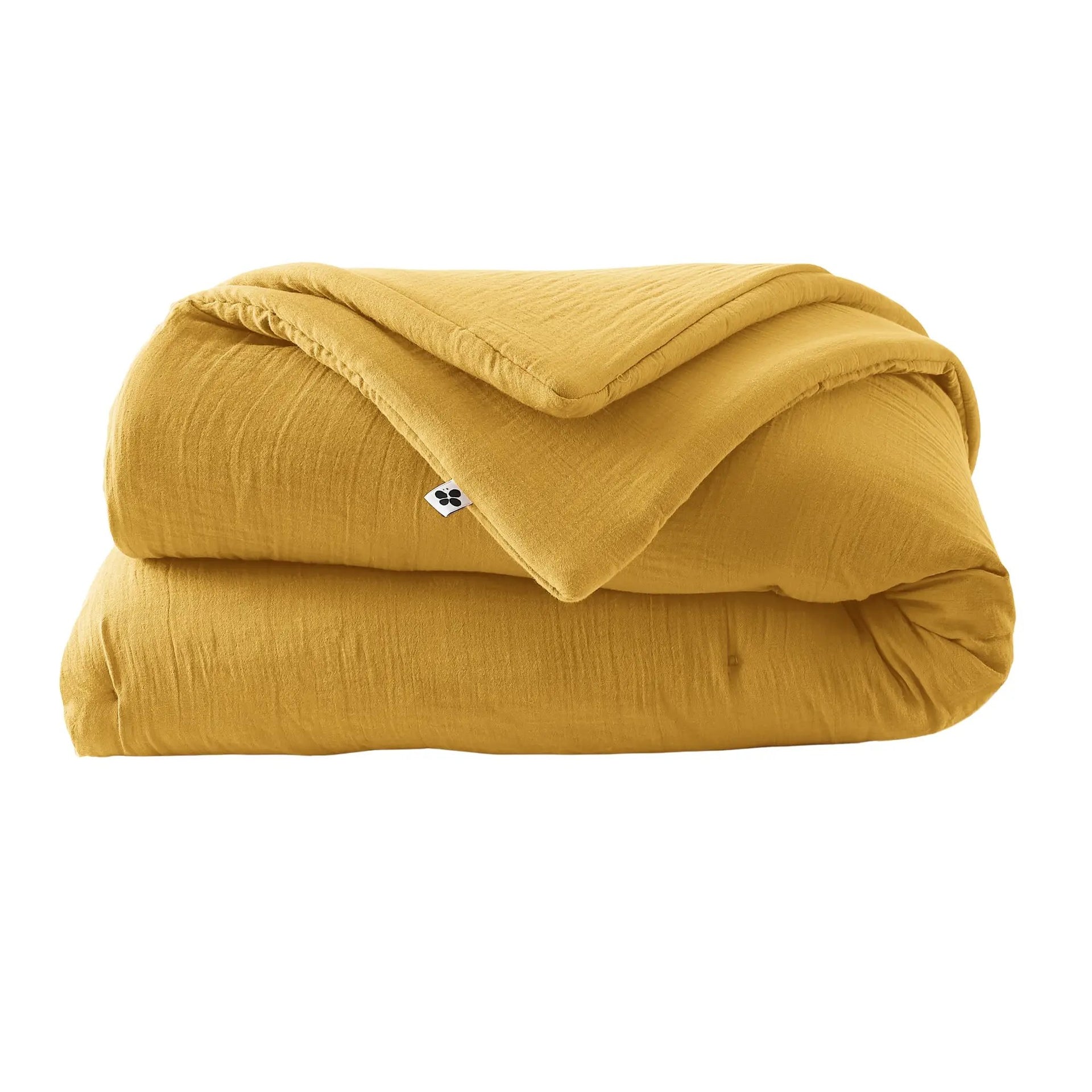 Edredon 180 x 240 cm Gaze de coton unie GAÏA Safran by L'effet papillon