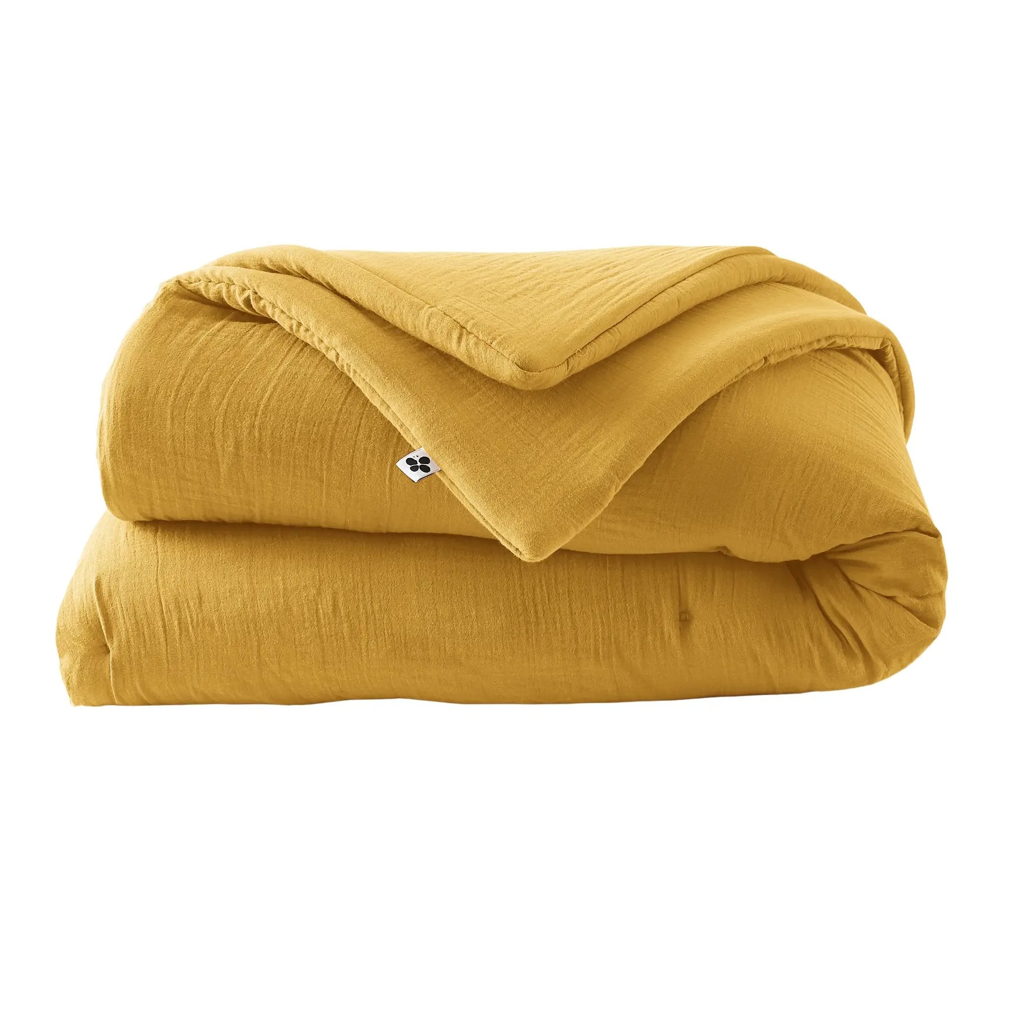 Edredon 180 x 240 cm Gaze de coton unie GAÏA Safran by L'effet papillon