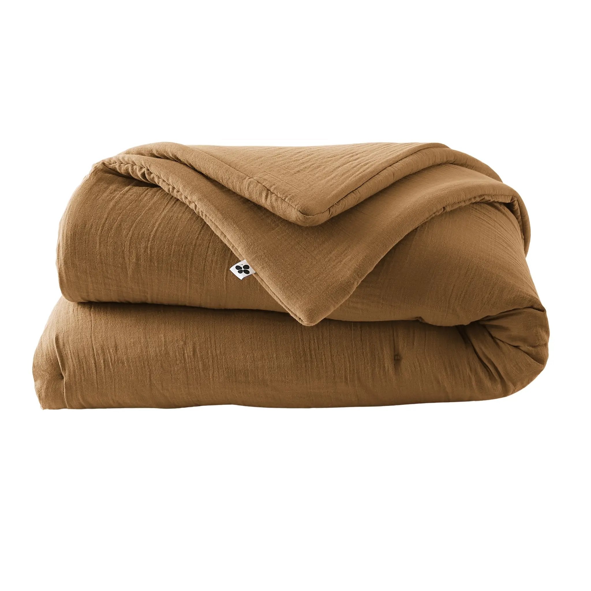 Edredon 180 x 240 cm Gaze de coton unie GAÏA Camel by L'effet papillon