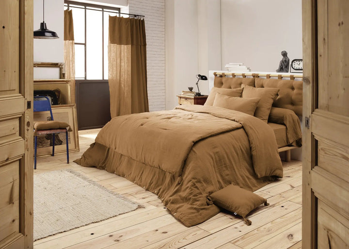 Edredon 180 x 240 cm Gaze de coton unie GAÏA Camel by L'effet papillon