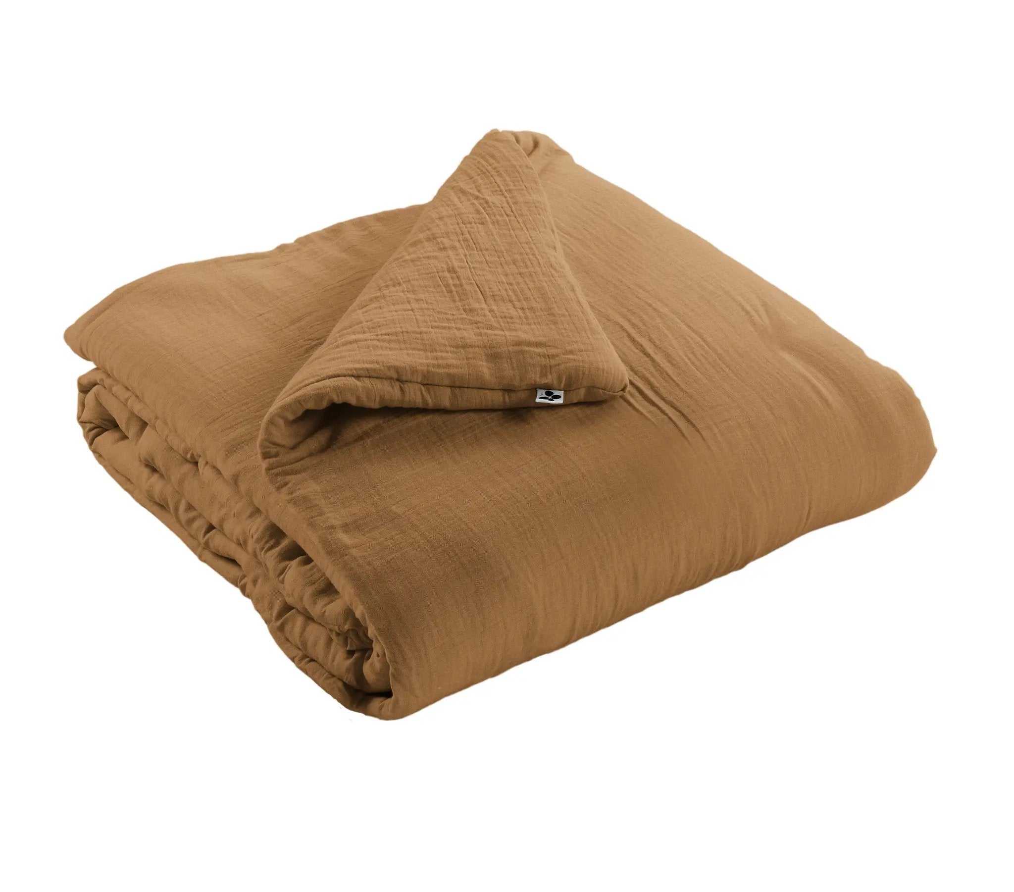 Edredon 180 x 240 cm Gaze de coton unie GAÏA Camel by L'effet papillon