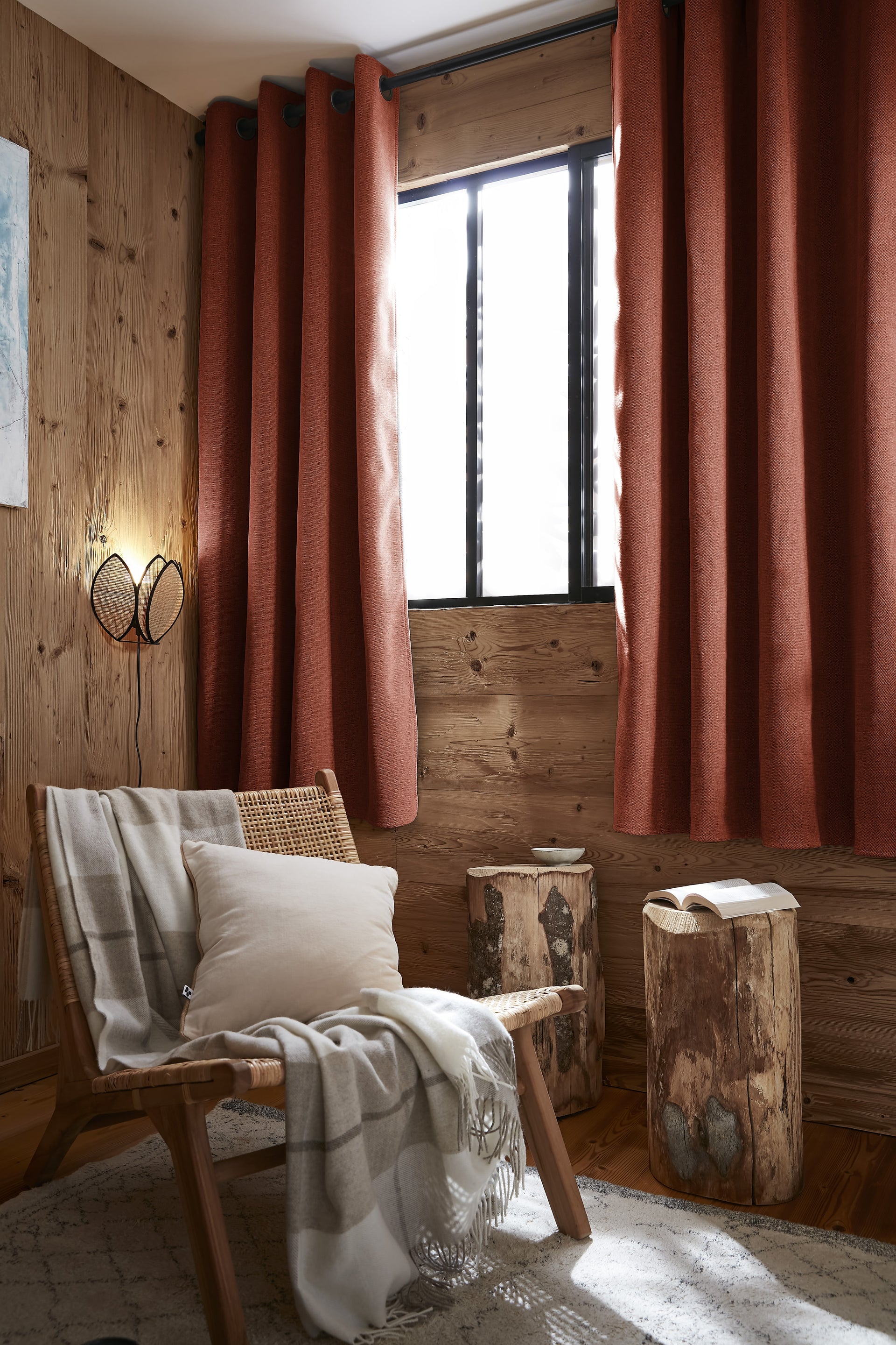Rideau 140 x 180 cm Occultant + polaire BJORN Terracotta polyester