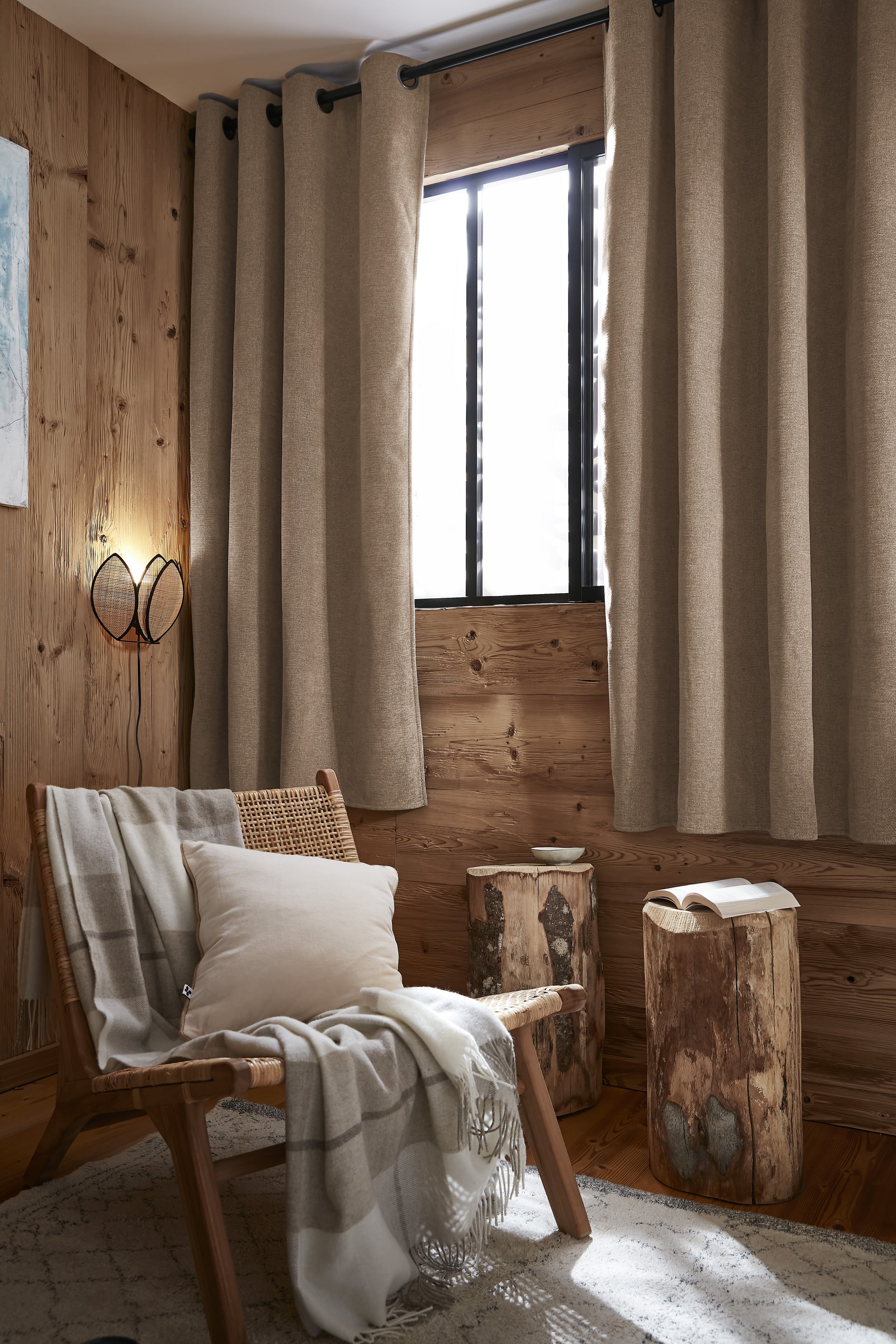 Rideau 140 x 180 cm Occultant + polaire BJORN Lin polyester