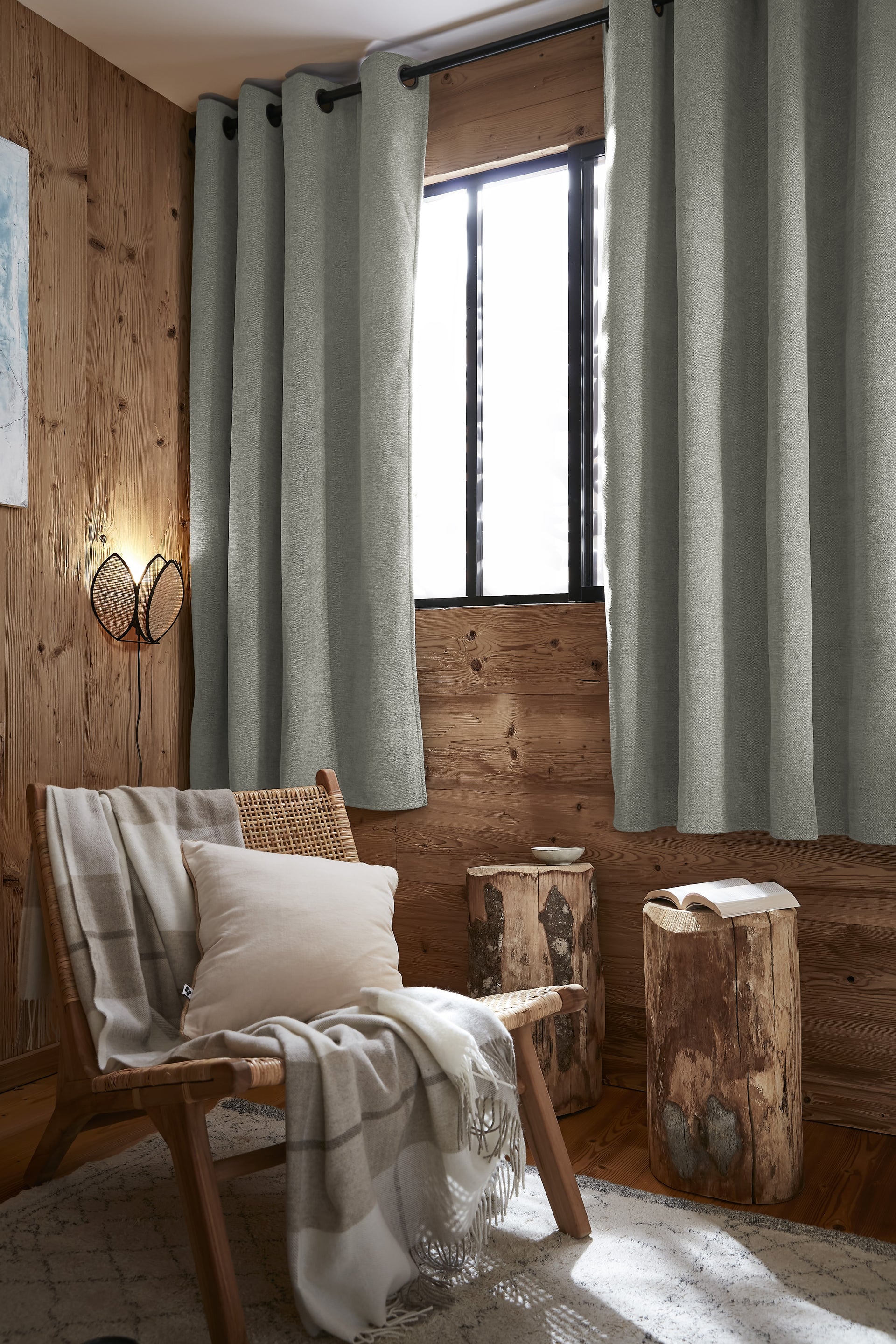 Rideau 140 x 180 cm Occultant + polaire BJORN Eucalyptus polyester