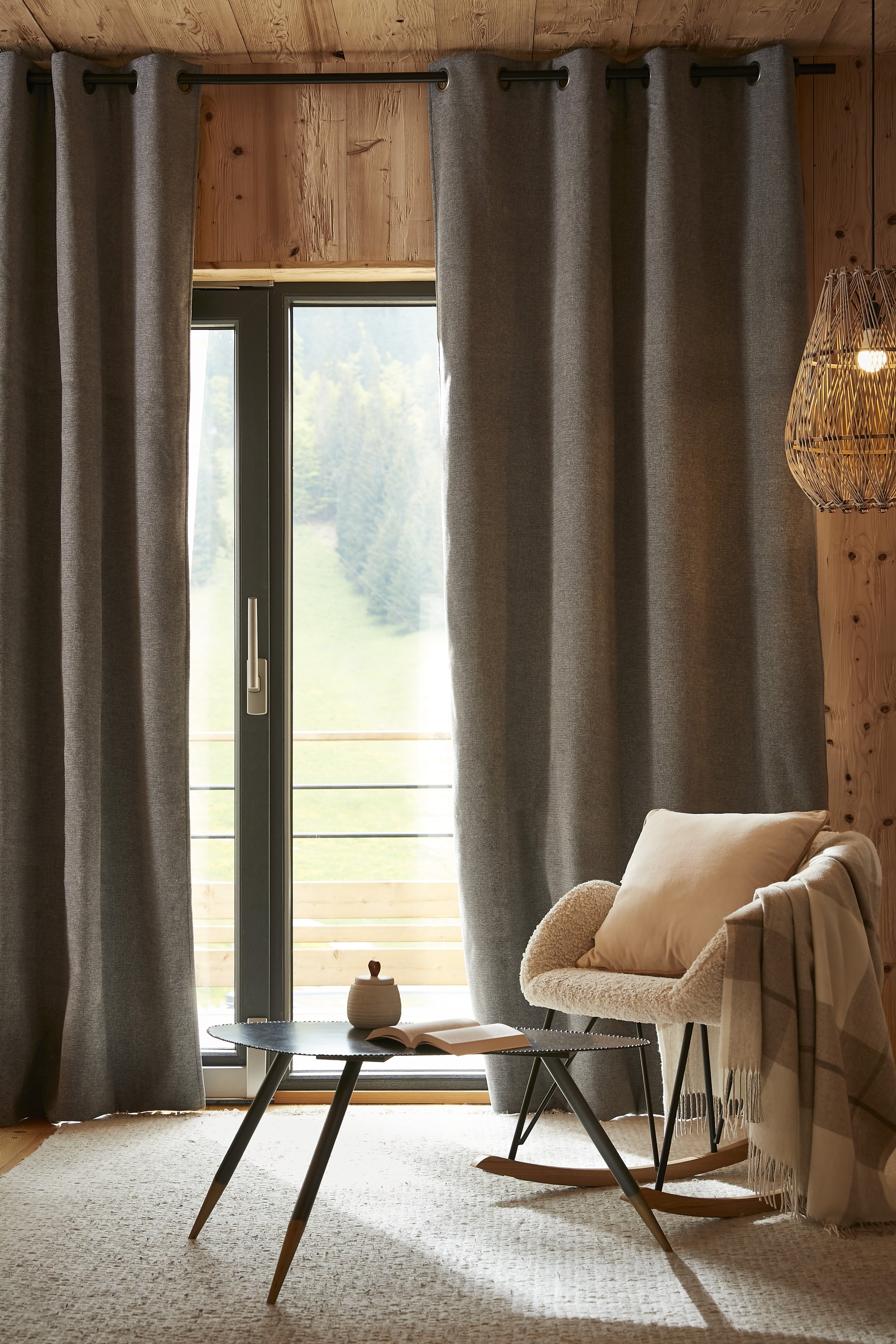Rideau 140 x 240 cm Occultant + polaire BJORN Titane polyester