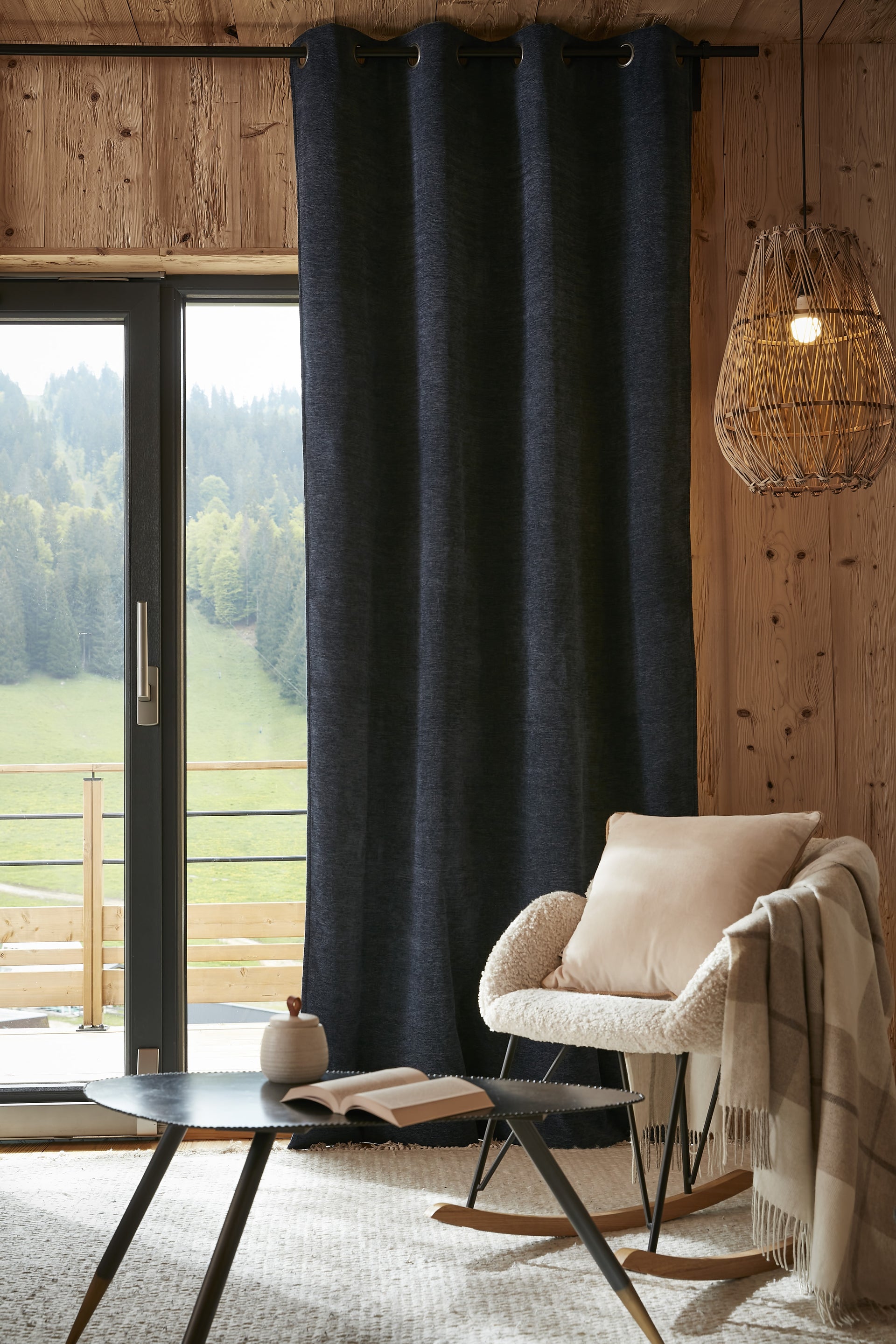Rideau 140 x 240 cm Occultant + polaire BJORN Minuit polyester