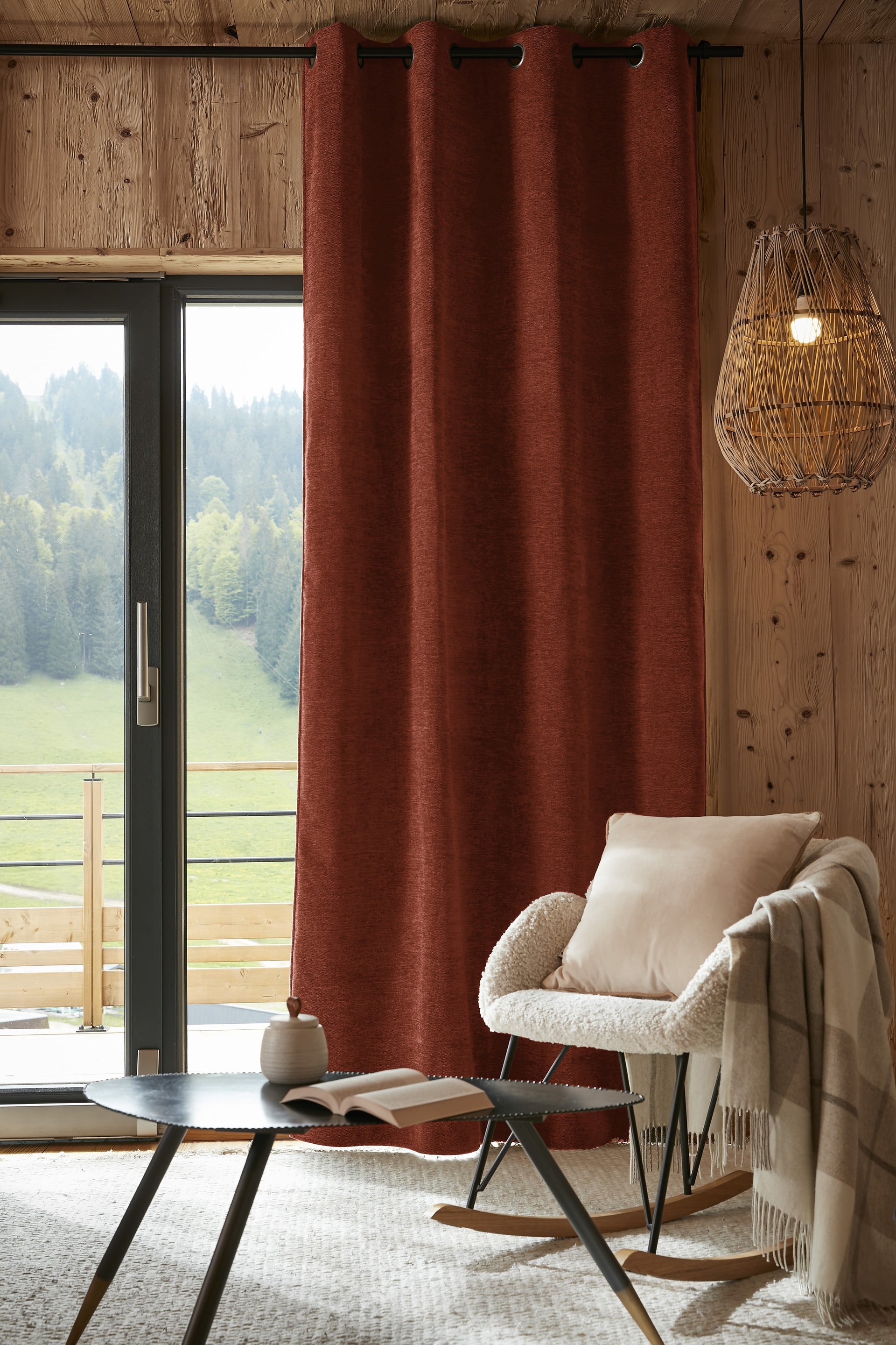 Rideau 140 x 240 cm Occultant + polaire BJORN Terracotta polyester