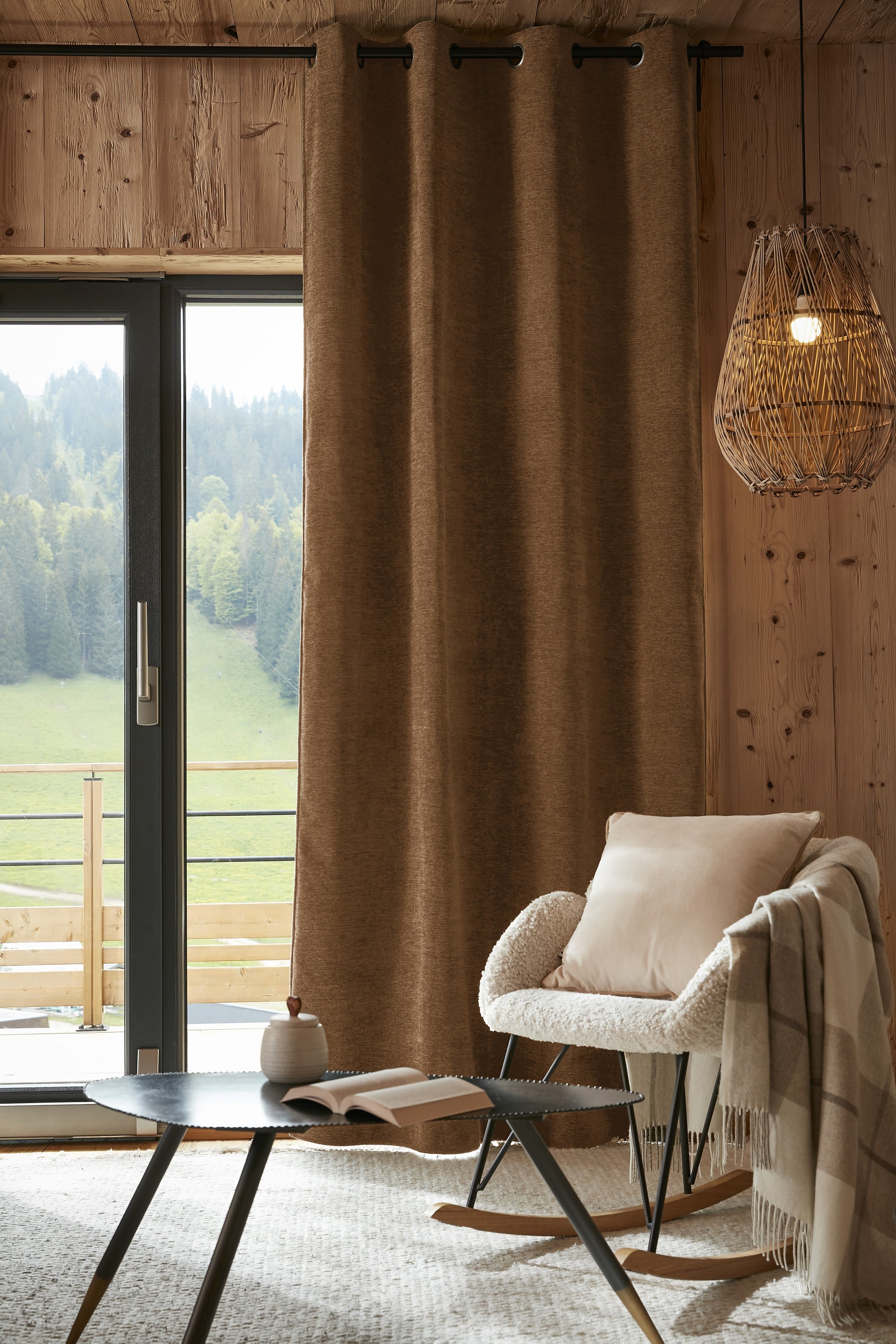 Rideau 140 x 240 cm Occultant + polaire BJORN Camel polyester