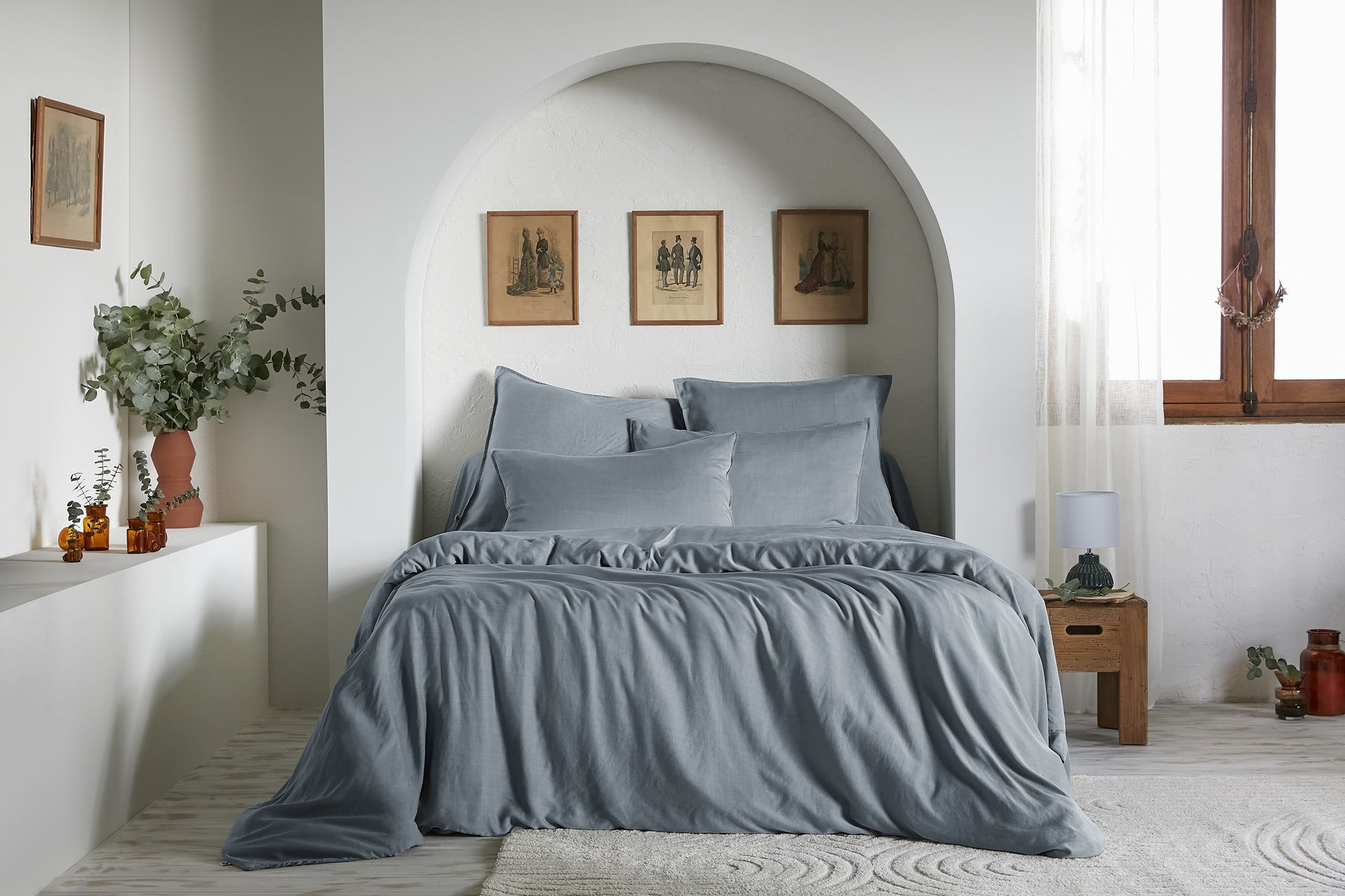 Housse de couette Lyocell uni LYSANDRE Stone 240 x 220 cm