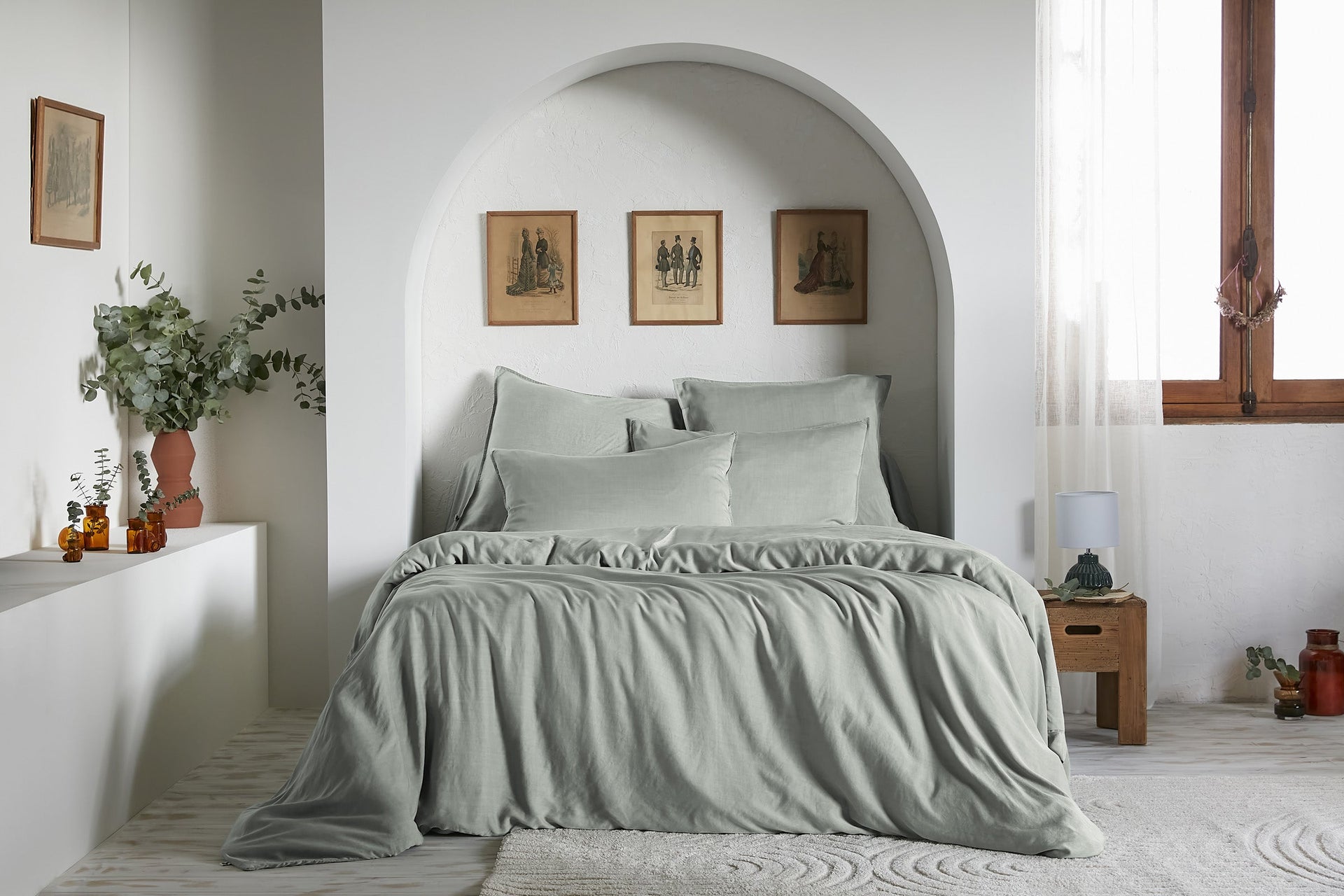 Housse de couette Lyocell uni LYSANDRE Lichen 240 x 220 cm
