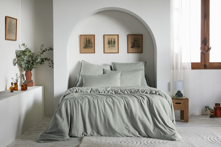 Housse de couette Lyocell uni LYSANDRE Lichen 240 x 220 cm