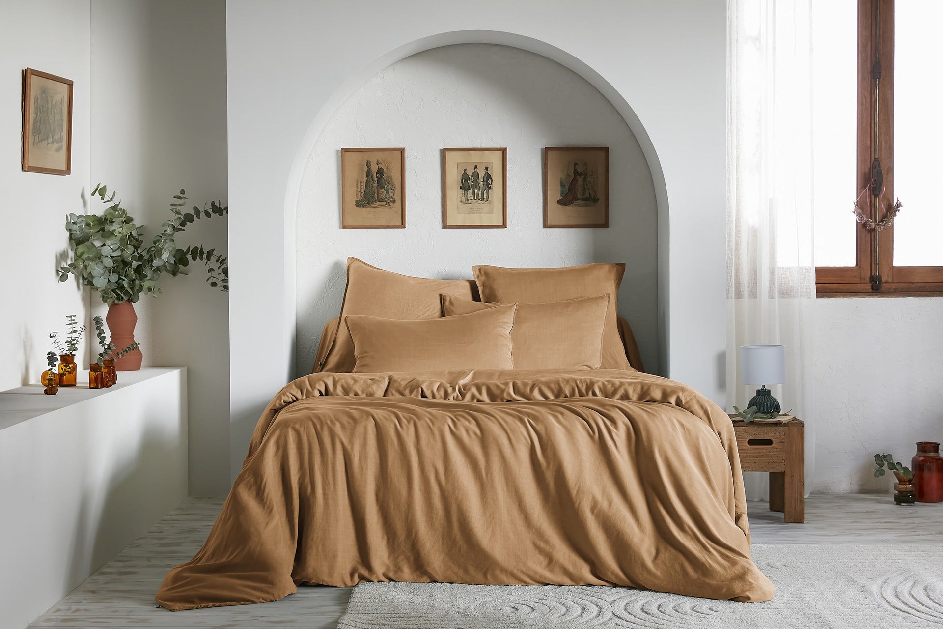 Housse de couette Lyocell uni LYSANDRE Camel 260 x 240 cm