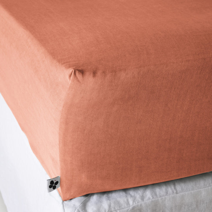 Drap housse Lyocell uni LYSANDRE Terracotta 140 x 190 cm