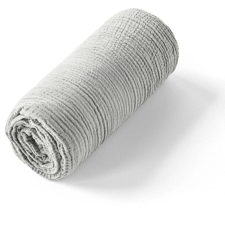 Drap housse bonnet:30cm 100% gaze de coton lavé gris glacier by Baton Rouge