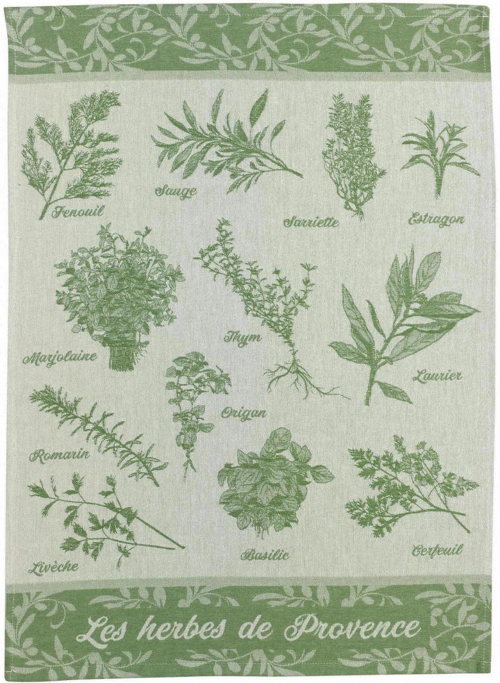 Torchon jacquard Herbes de provence Vert by Winkler