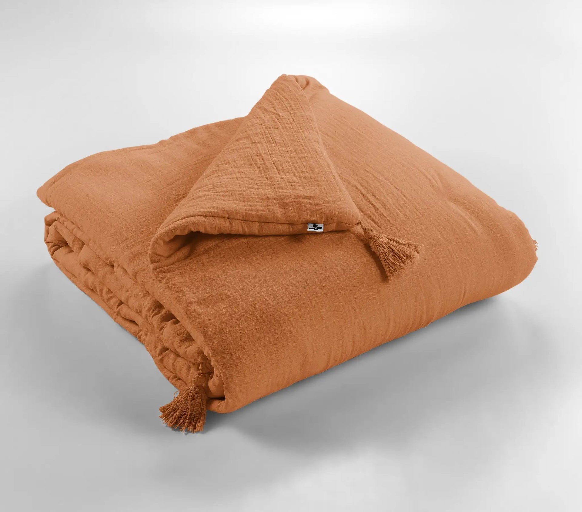 Bout de lit 90 x 200 cm Gaze de coton unie GAÏA Abricot by L'effet papillon