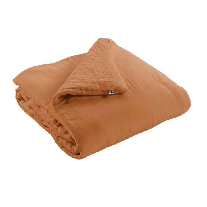 Edredon 150 x 150 cm Gaze de coton unie GAÏA Abricot by L'effet papillon