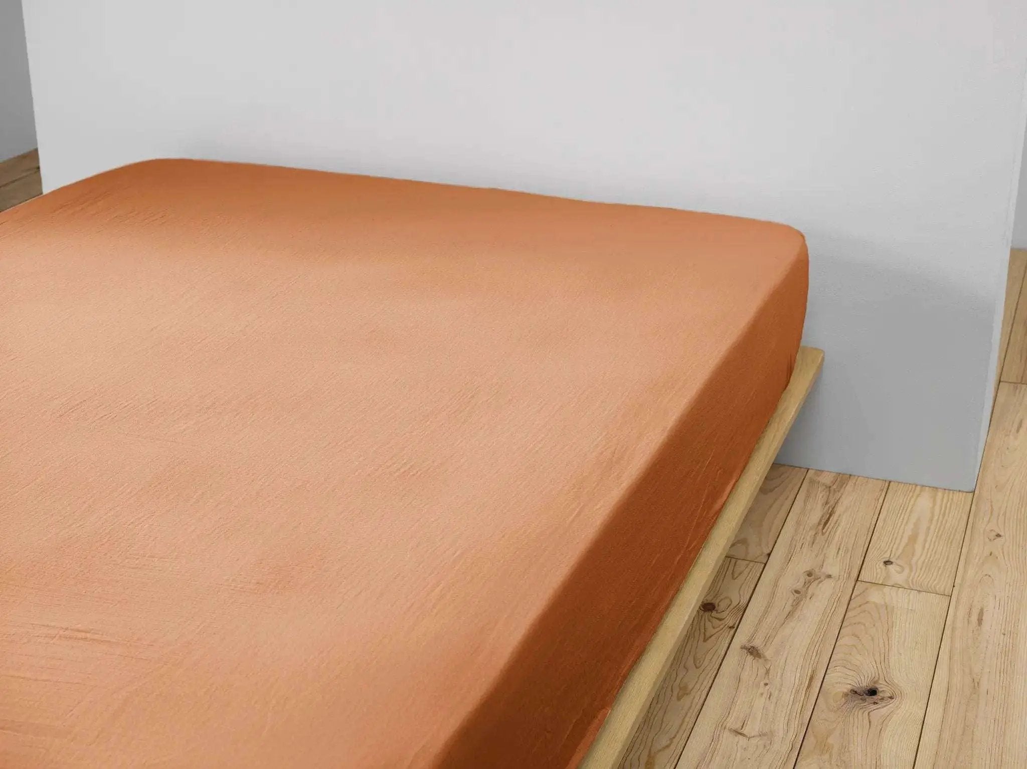 Drap housse Gaze de coton unie GAÏA Abricot by L'effet papillon