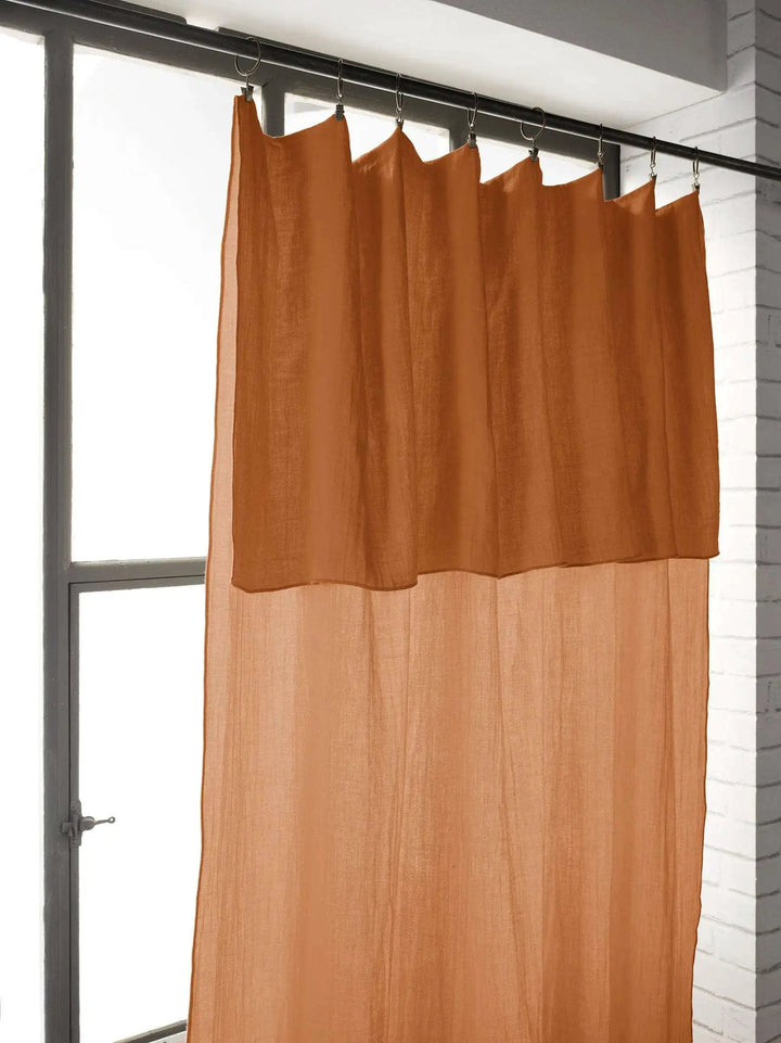 Rideau ajustable + 8 anneaux pince 140 x 300 cm Gaze de coton unie GAÏA Abricot by L'effet papillon