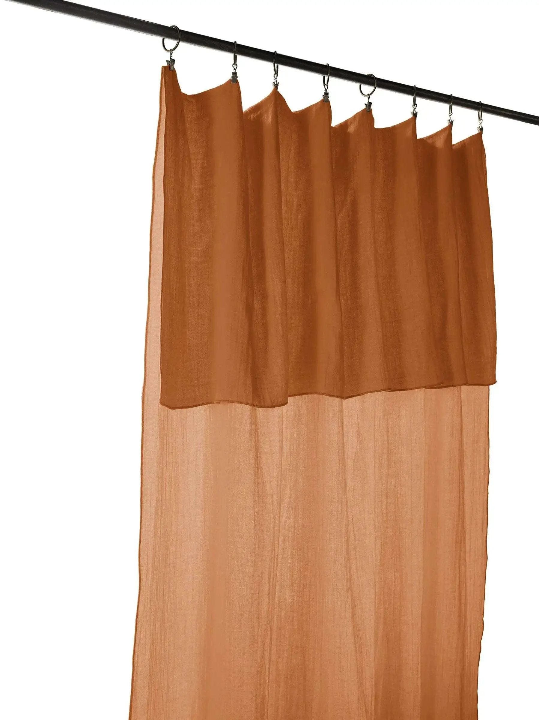 Rideau ajustable + 8 anneaux pince 140 x 300 cm Gaze de coton unie GAÏA Abricot by L'effet papillon
